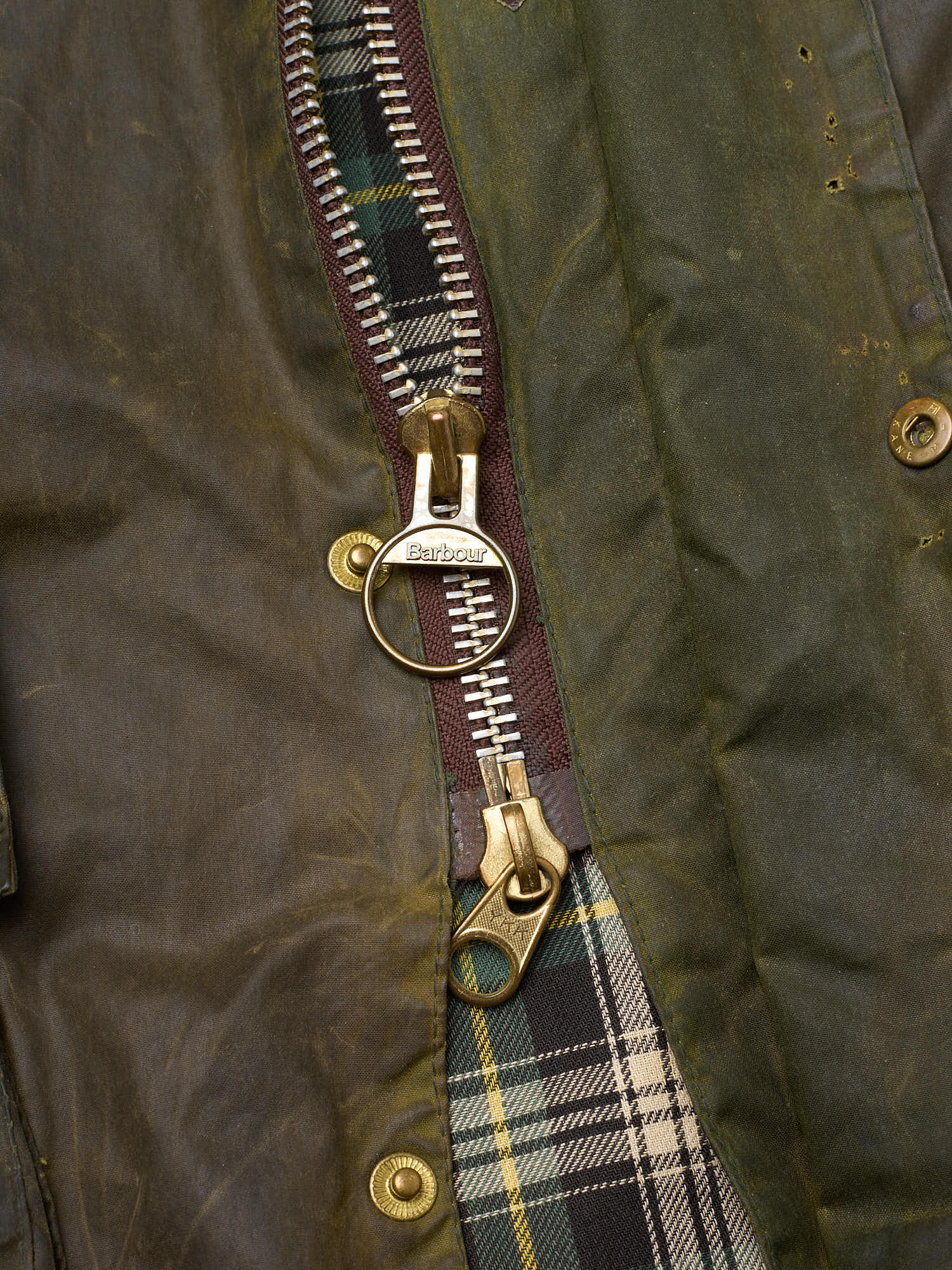 Vintage BARBOUR Beaufort Olive Green Waxed Jacket 3 Crest