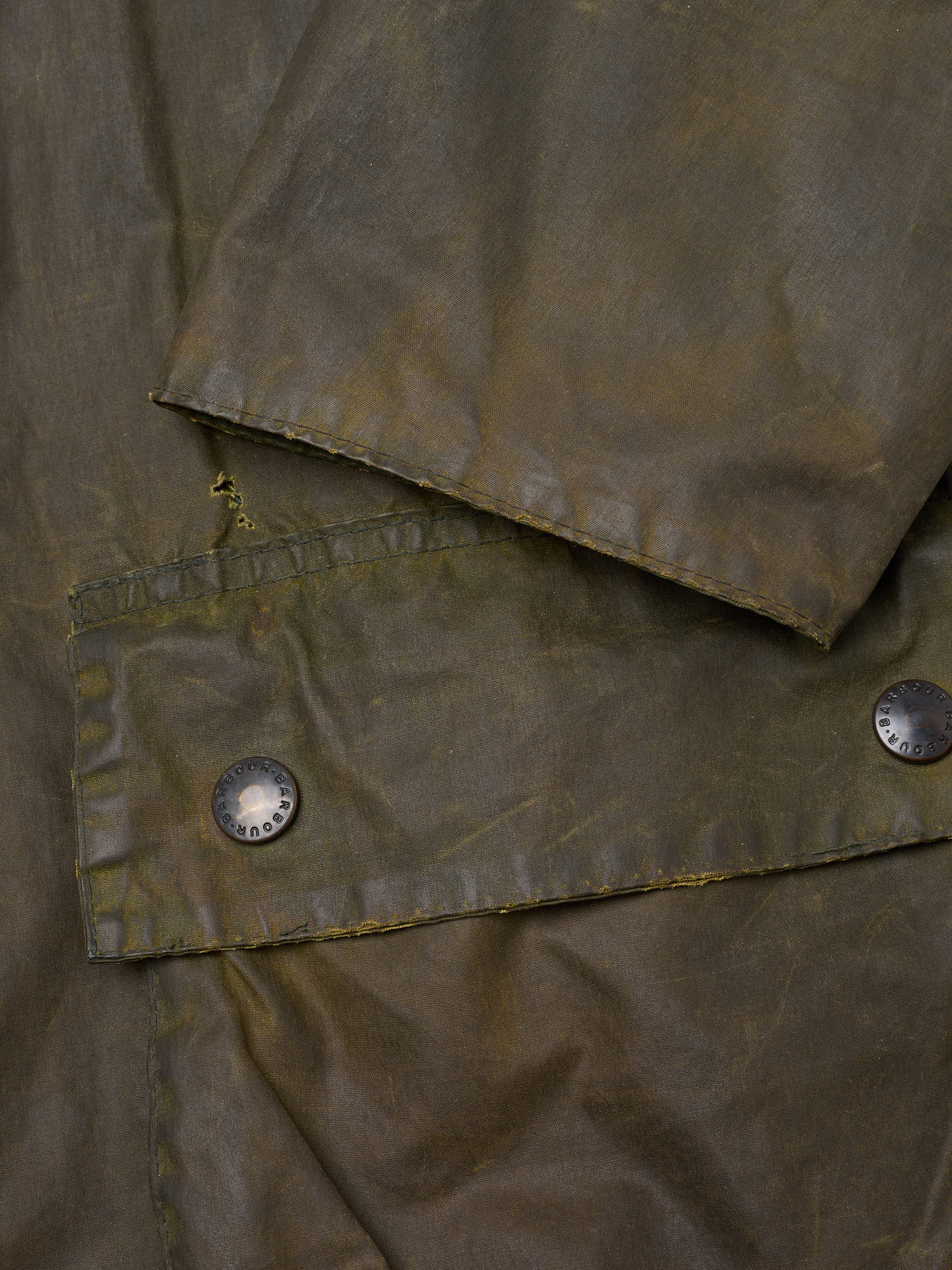 Vintage BARBOUR Beaufort Olive Green Waxed Jacket 3 Crest