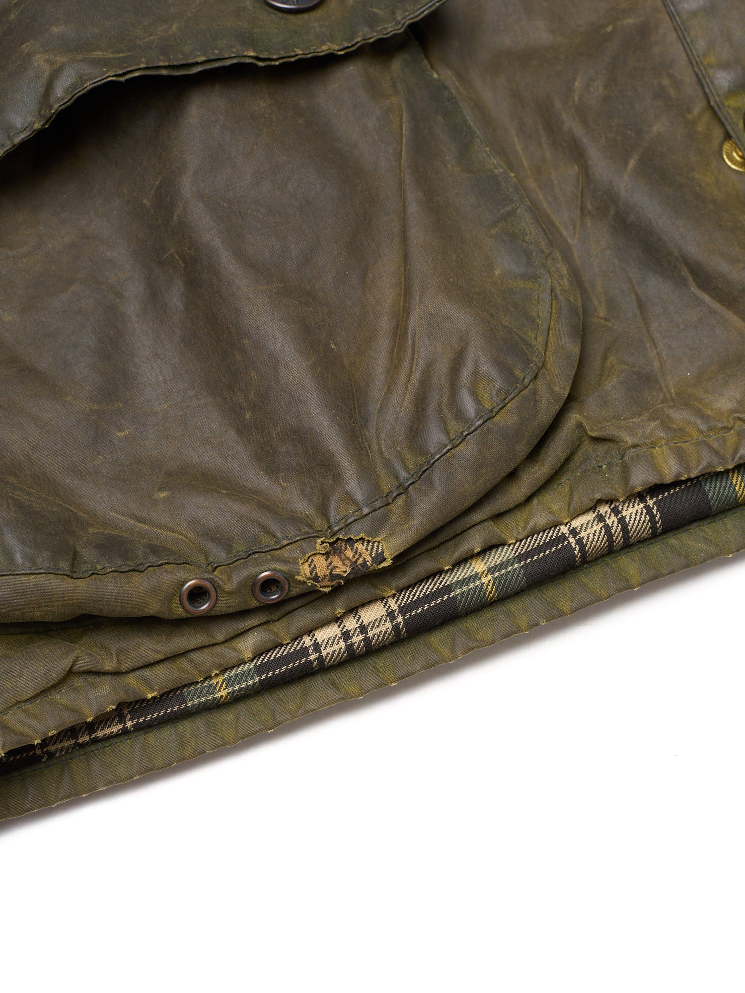 Vintage BARBOUR Beaufort Olive Green Waxed Jacket 3 Crest