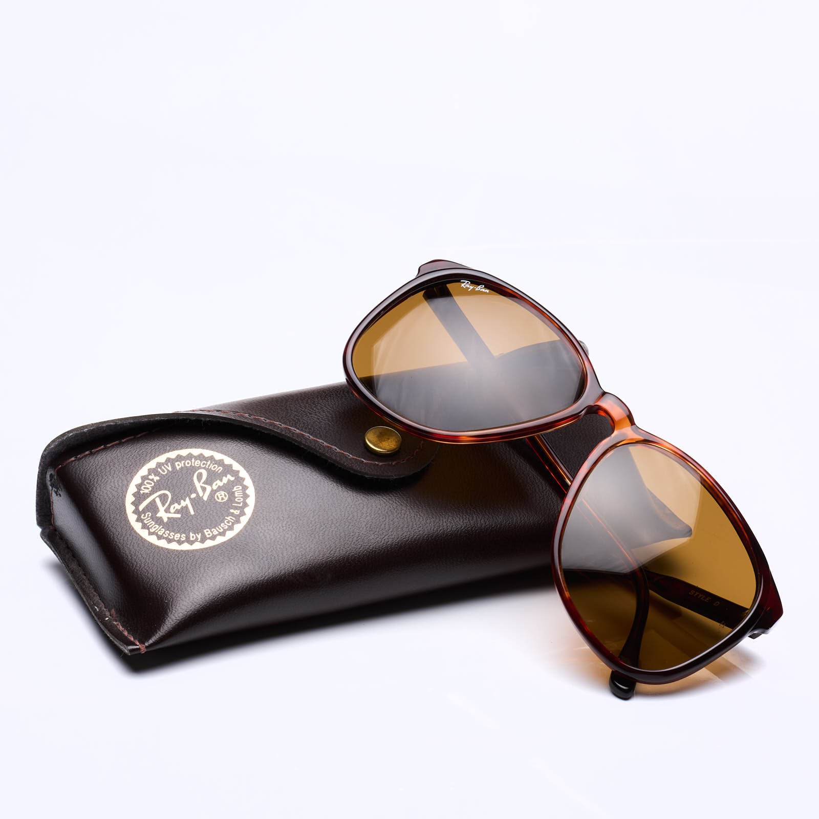 Vintage B&L RAY BAN Traditionals Style D Tortoise Sunglasses Amber Lens 55mm NOS