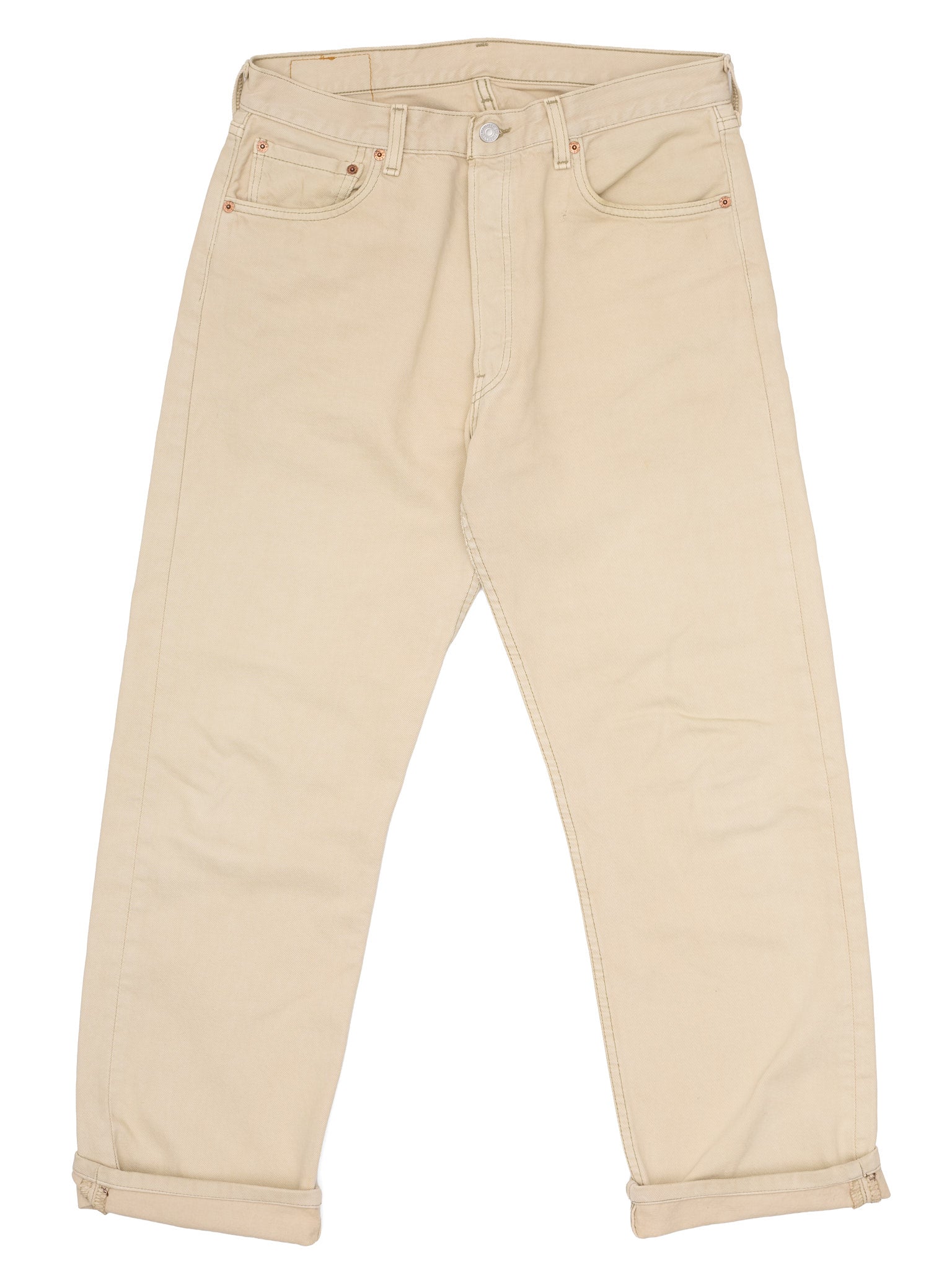 Vintage LEVI'S 501 Straight Fit Beige Cotton Jeans Made in USA
