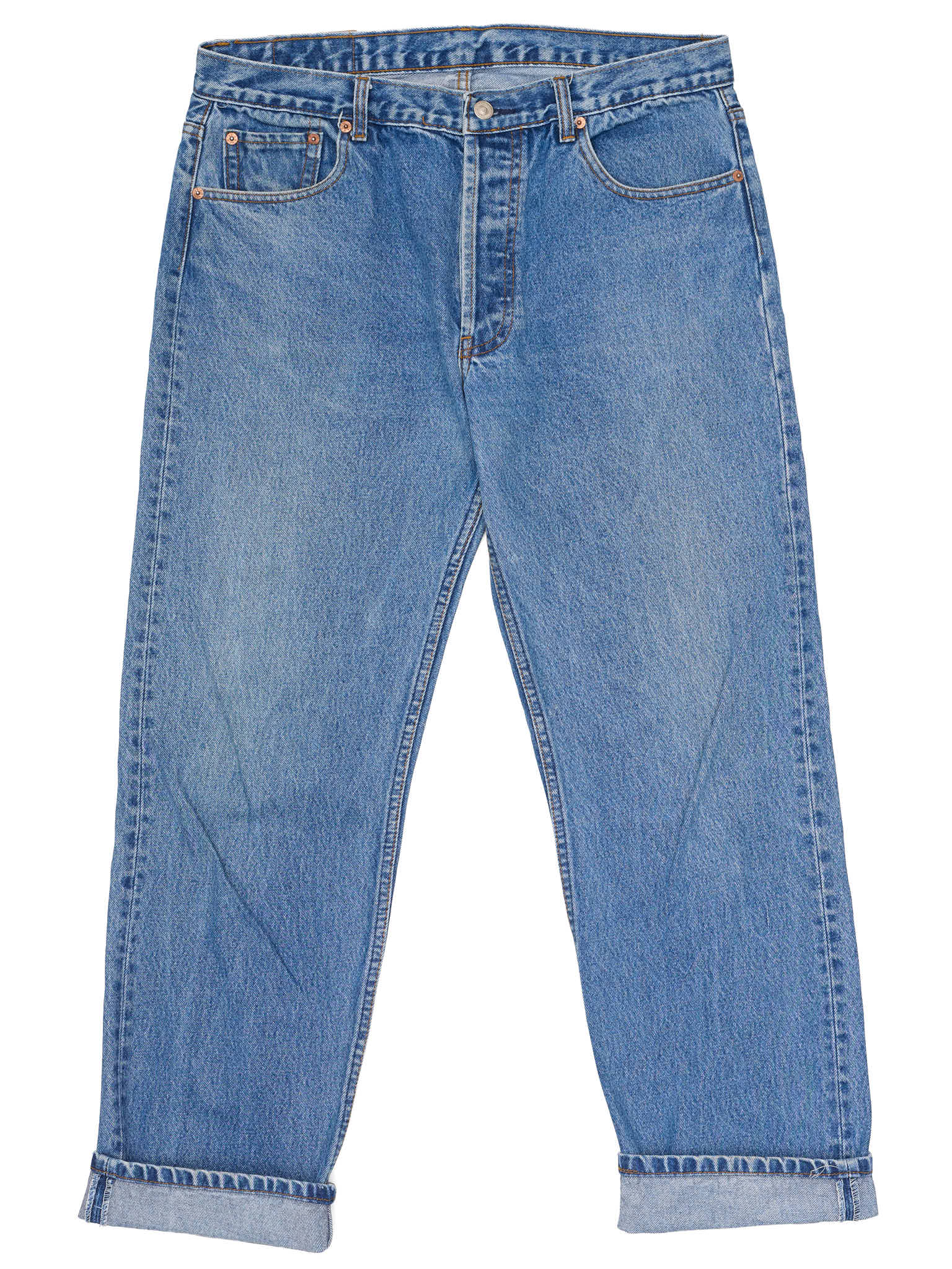 Vintage LEVI'S 501 Straight Fit Blue Cotton Jeans Made in USA W37 Rare Size