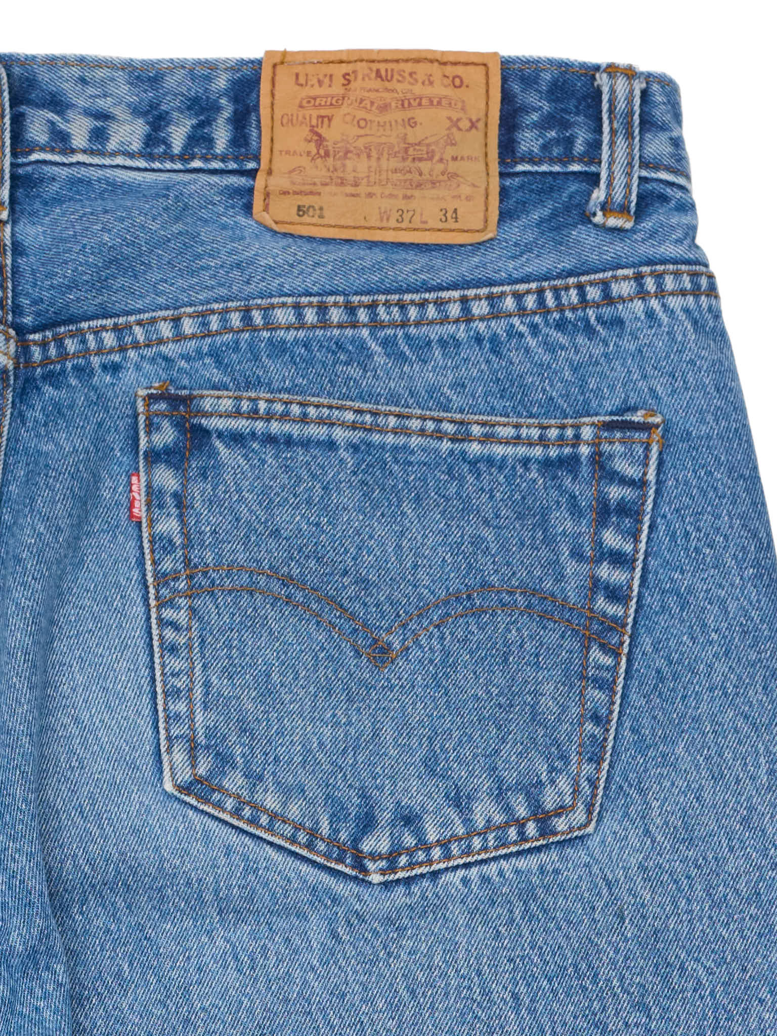 Vintage LEVI'S 501 Straight Fit Blue Cotton Jeans Made in USA W37 Rare Size