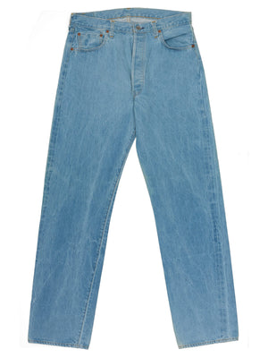 Vintage 1998 LEVI'S 501 Valencia St. Light Blue Cotton Jeans Made in USA LVC NOS