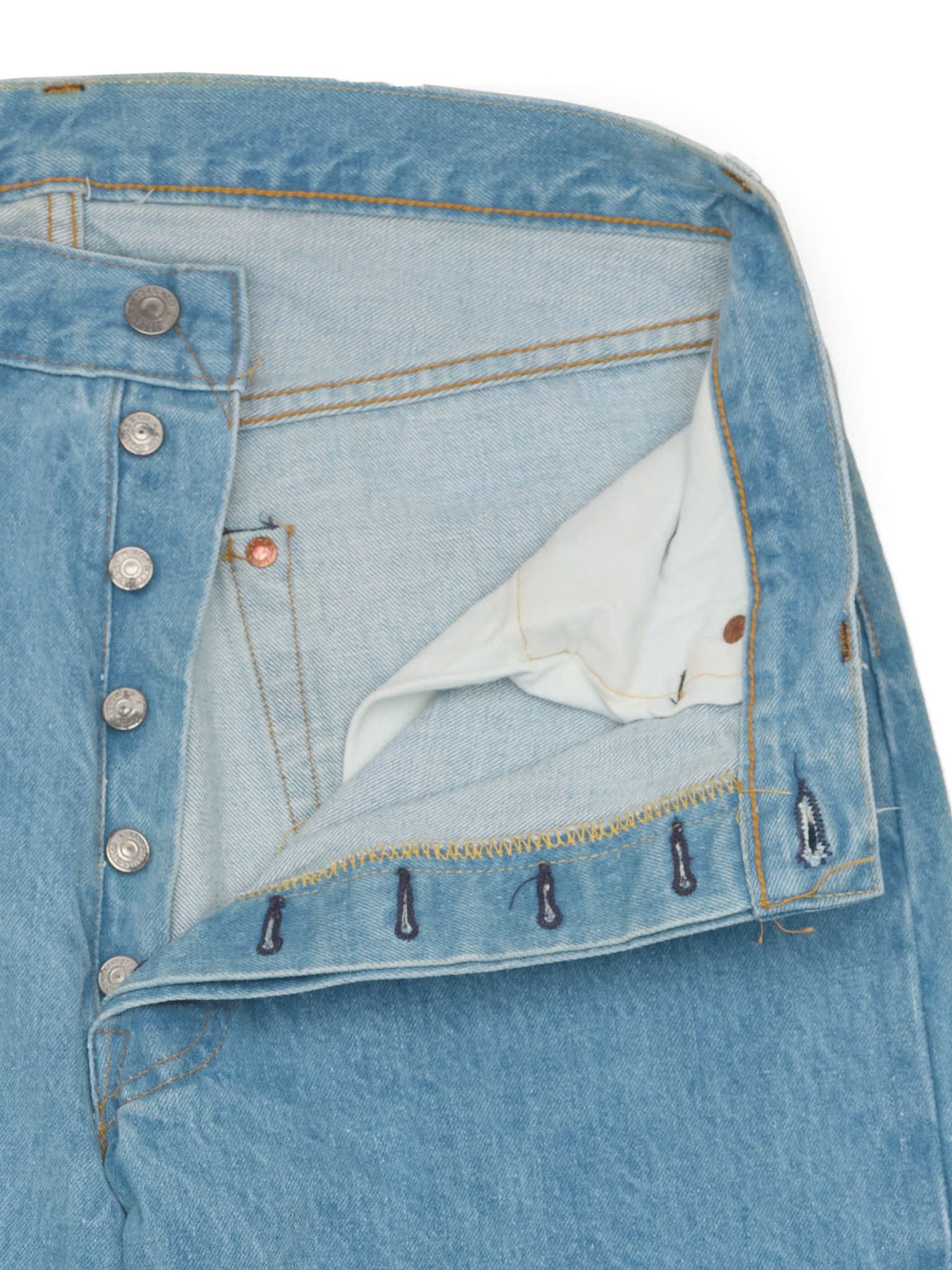 Vintage 1998 LEVI'S 501 Valencia St. Light Blue Cotton Jeans Made in USA LVC NOS