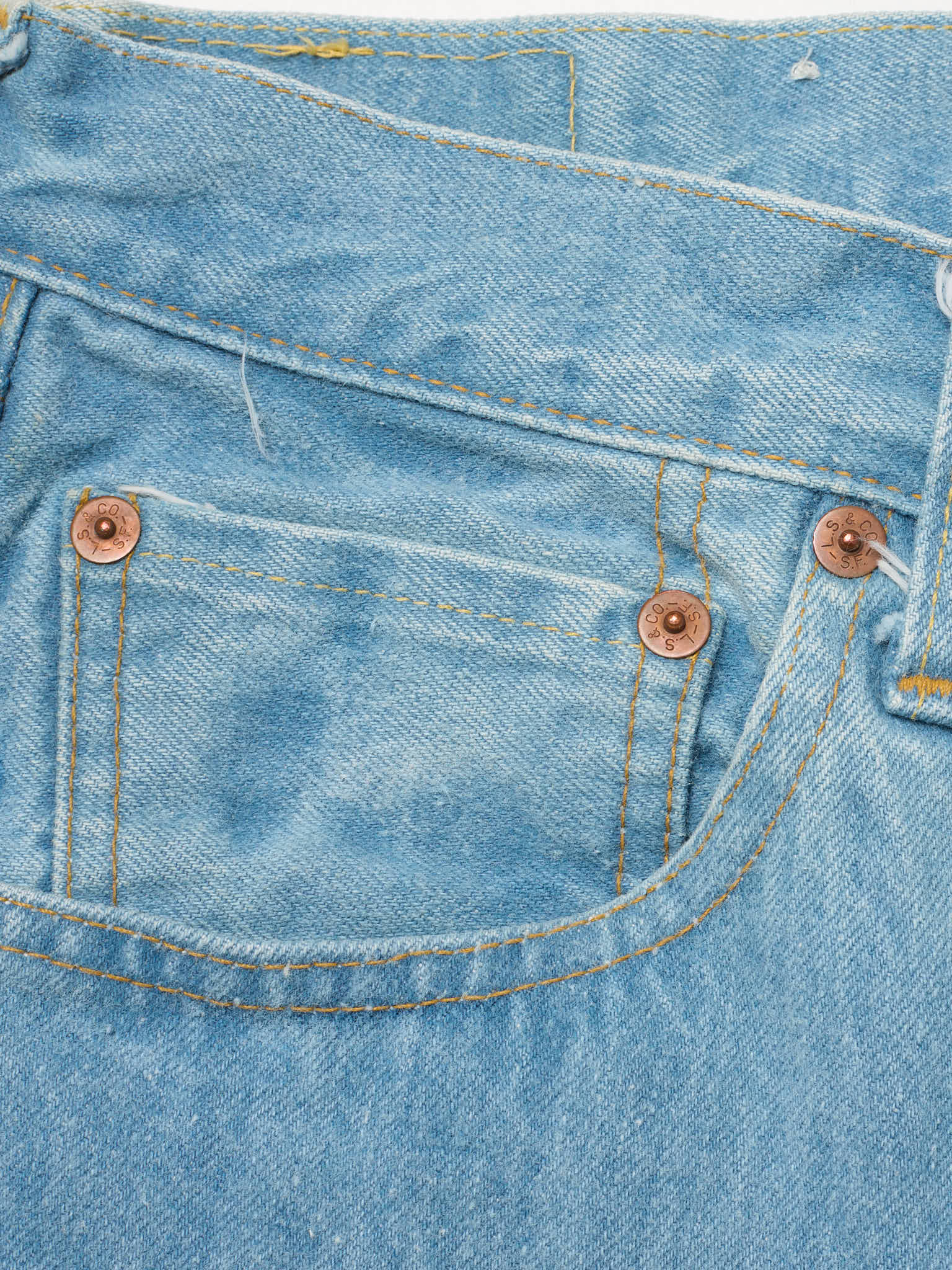 Vintage 1998 LEVI'S 501 Valencia St. Light Blue Cotton Jeans Made in USA LVC NOS