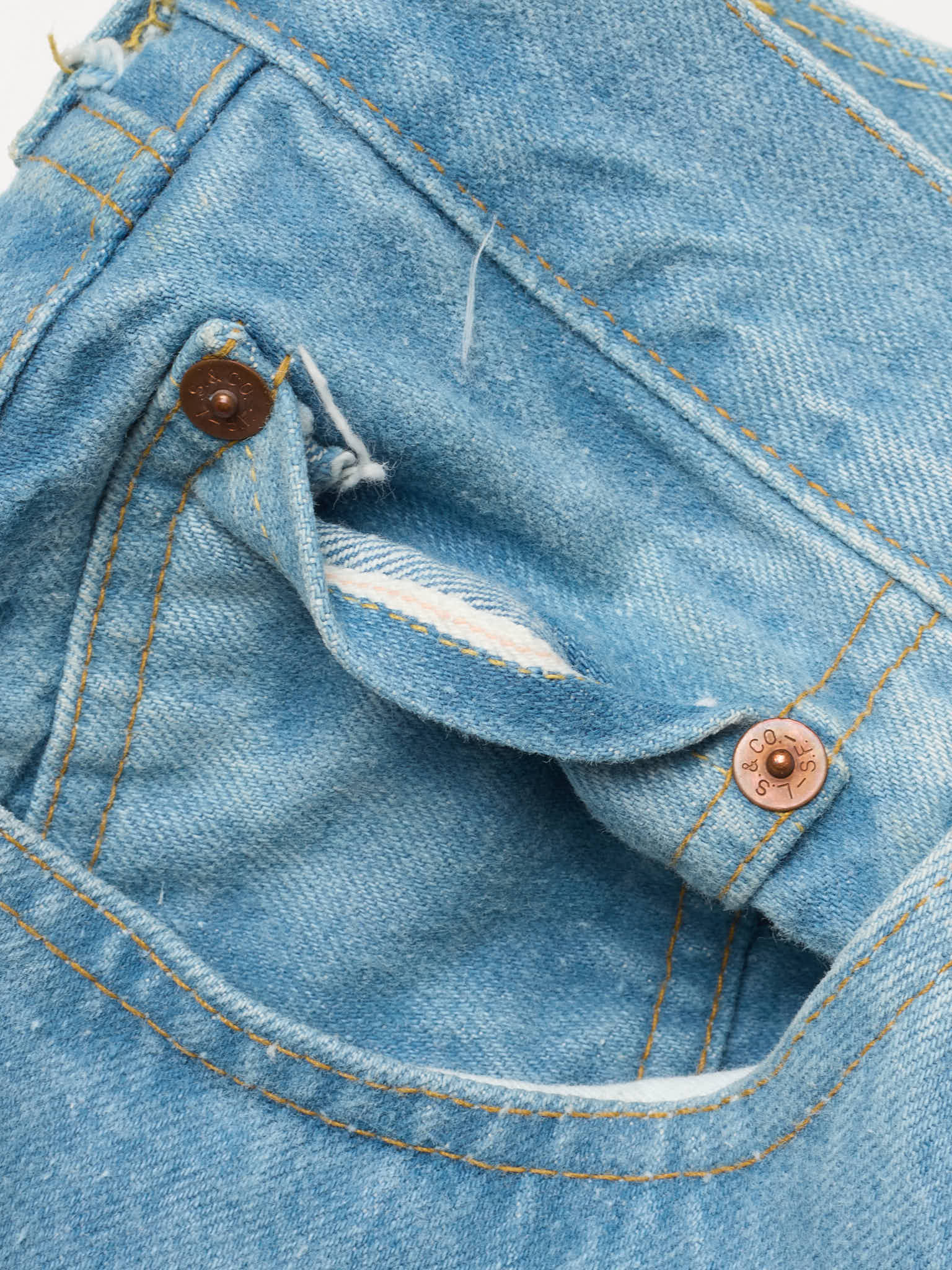 Vintage 1998 LEVI'S 501 Valencia St. Light Blue Cotton Jeans Made in USA LVC NOS