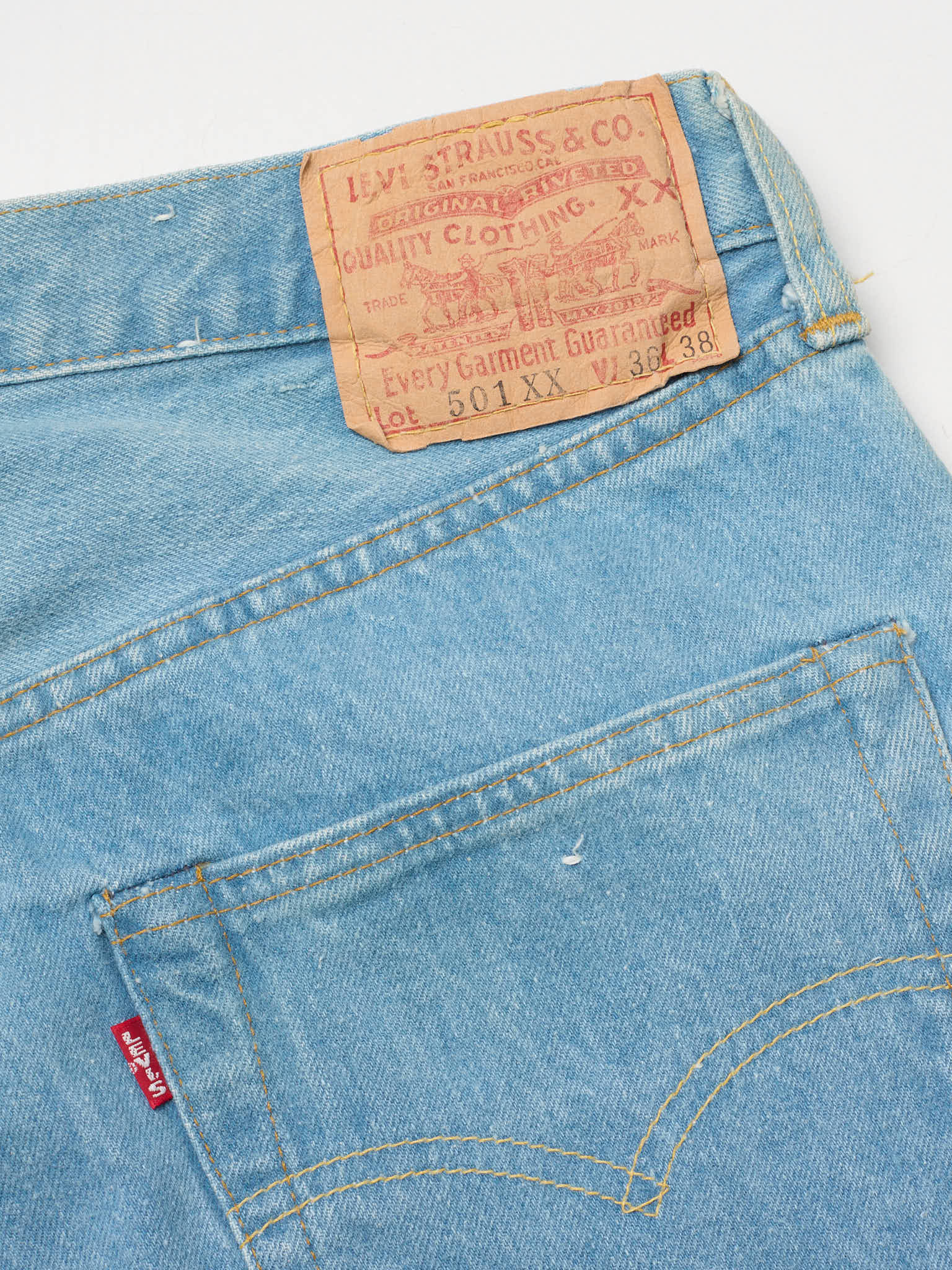 Vintage 1998 LEVI'S 501 Valencia St. Light Blue Cotton Jeans Made in USA LVC NOS