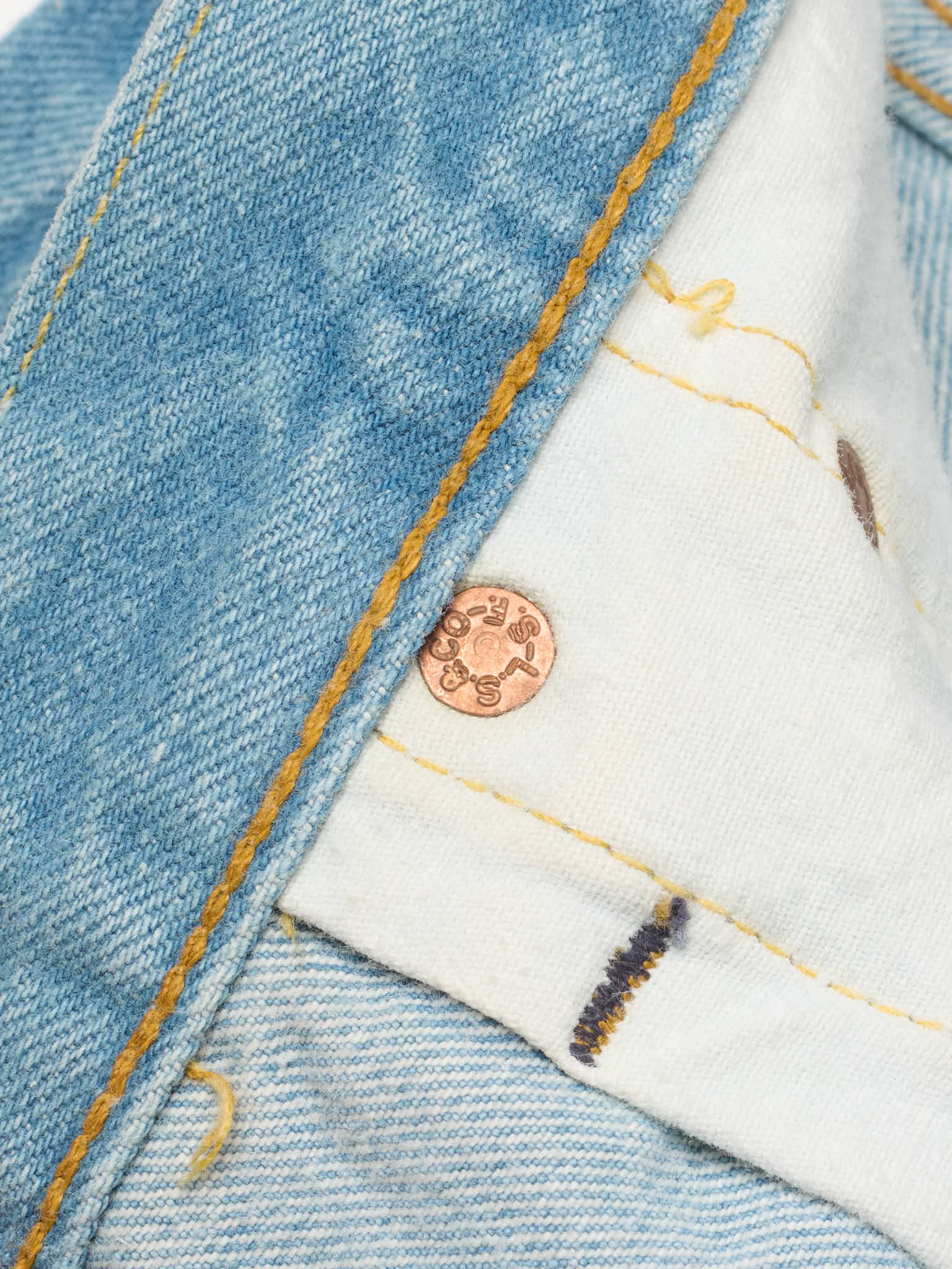 Vintage 1998 LEVI'S 501 Valencia St. Light Blue Cotton Jeans Made in USA LVC NOS