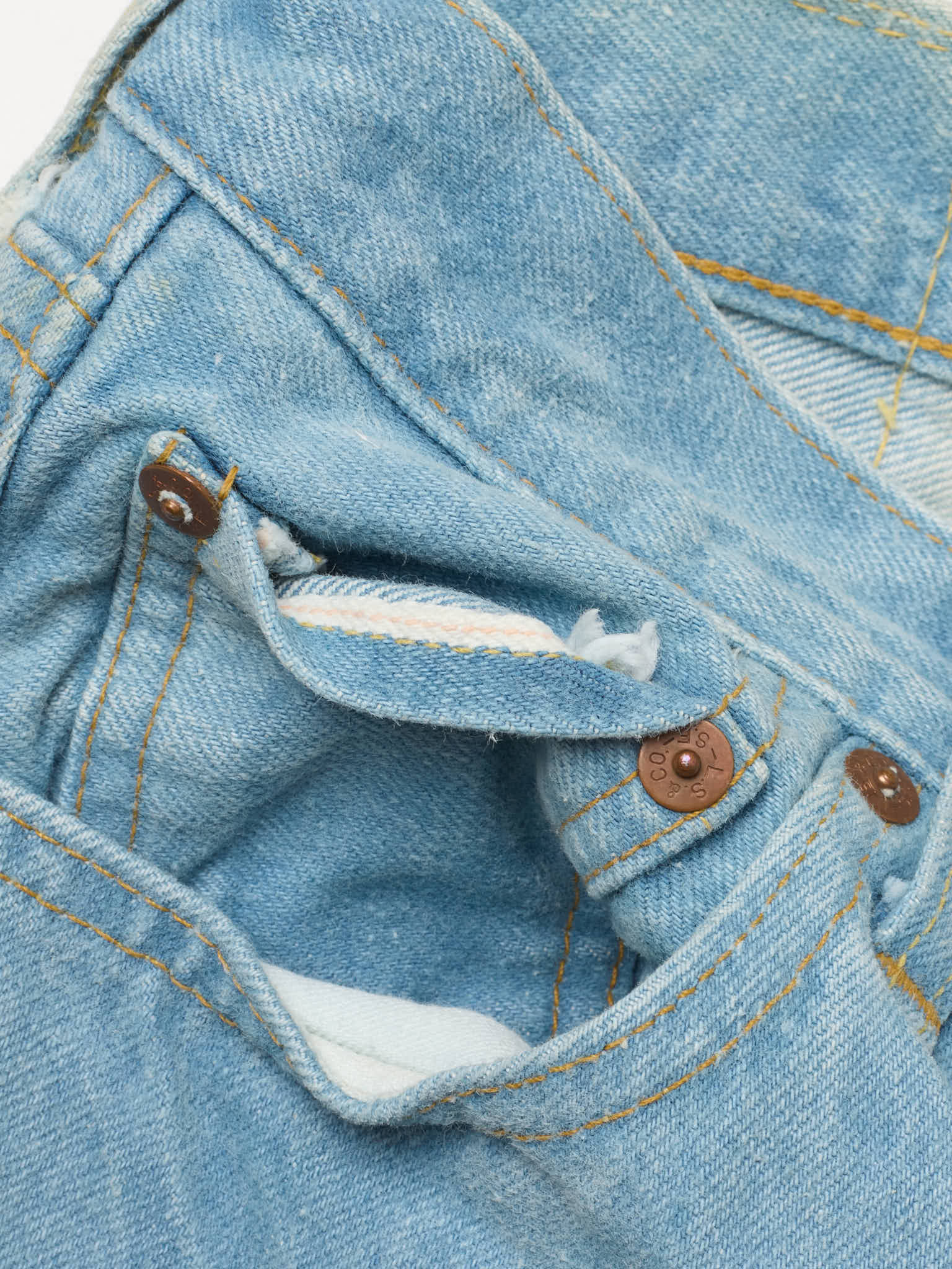 Vintage 1998 LEVI'S 501XX Valencia St. Light Blue Cotton Jeans Made in USA LVC `NOS