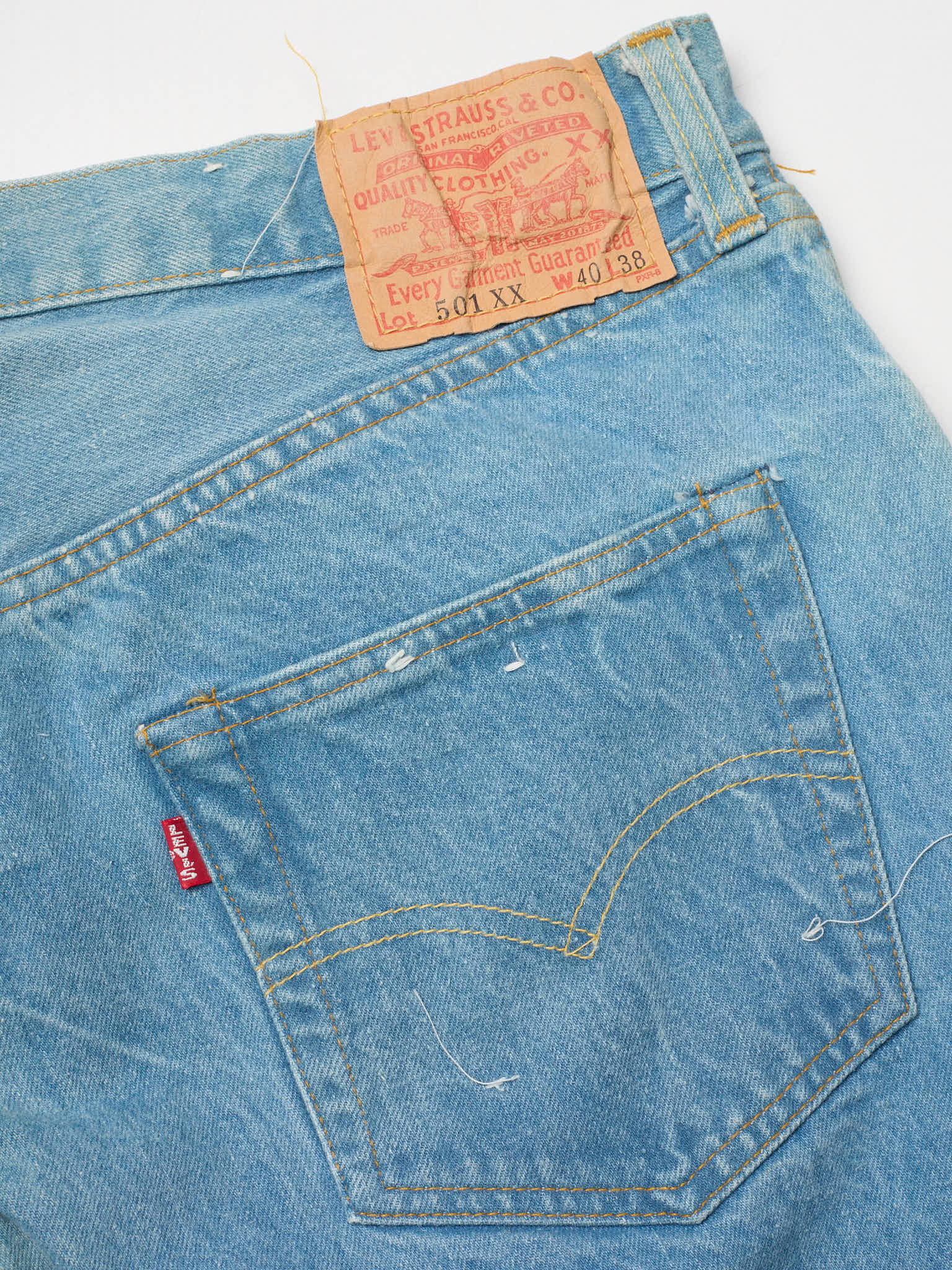 Vintage 1998 LEVI'S 501 XX Valencia St. Light Blue Cotton Jeans Made in USA LVC NOS