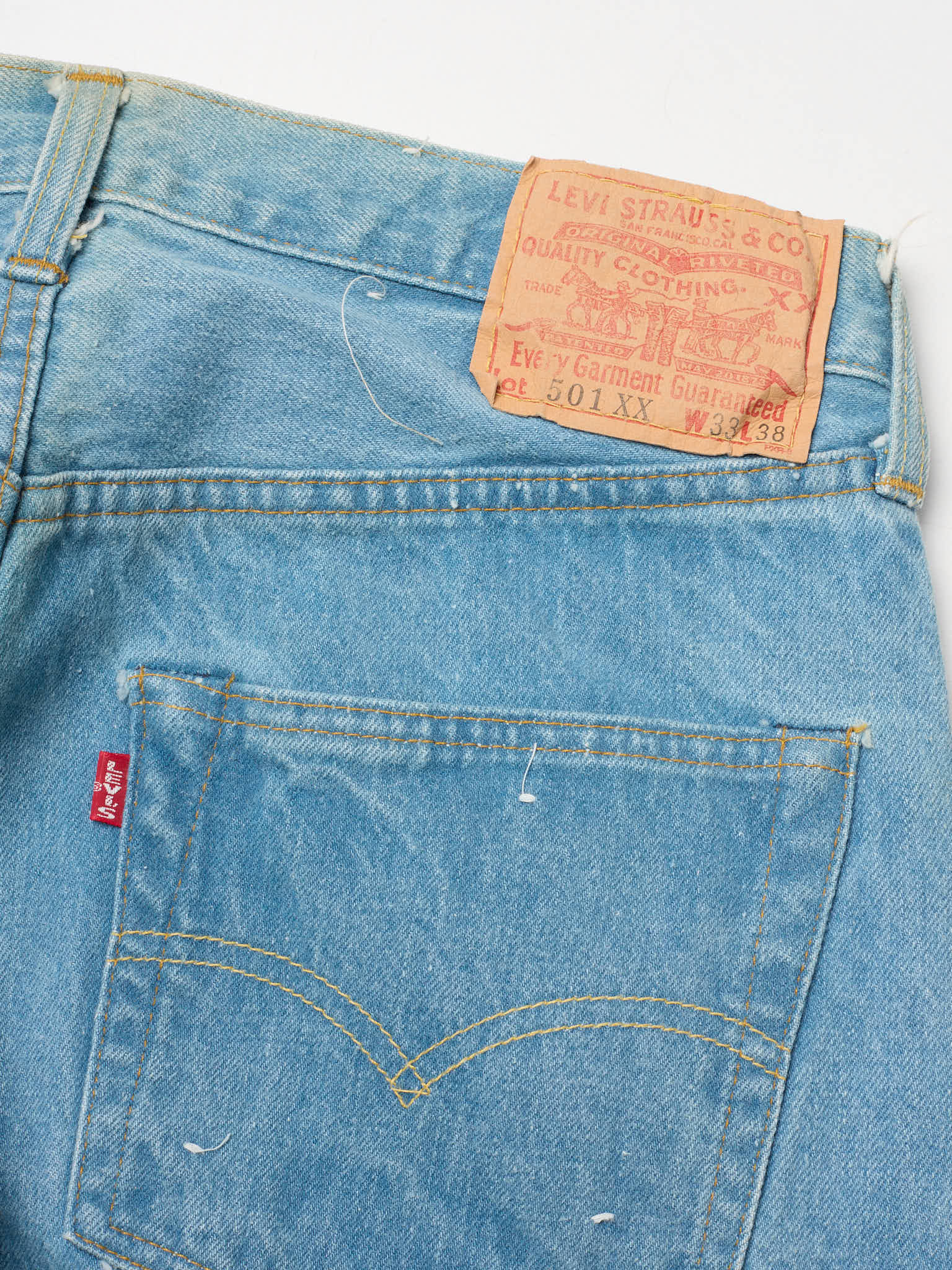 Vintage 1998 LEVI'S 501 Valencia St. Light Blue Cotton Jeans Made in USA LVC NOS