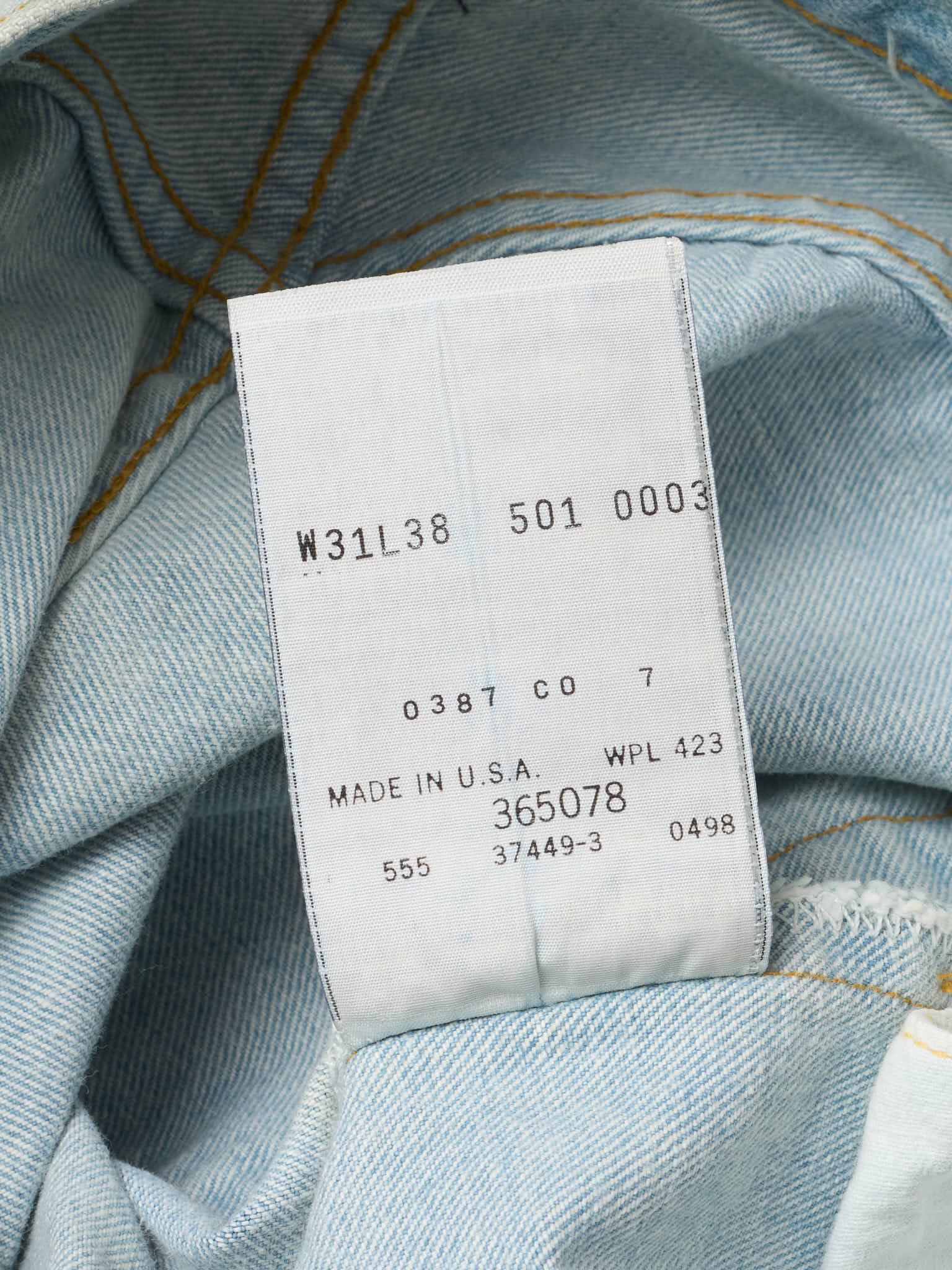 Vintage 1998 LEVI'S 501XX Valencia St. Light Blue Cotton Jeans Made in USA LVC `NOS