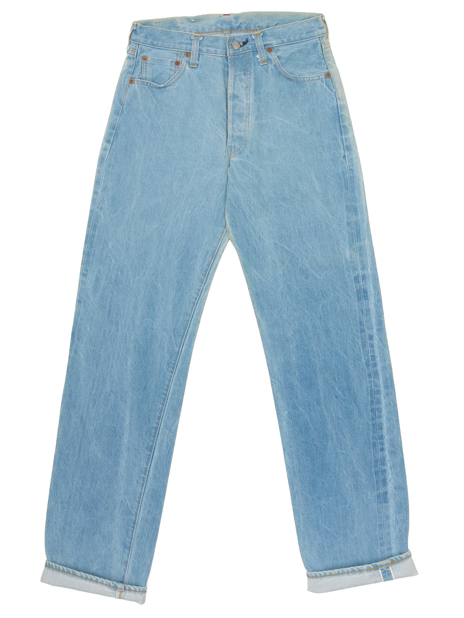 Vintage 1998 LEVI'S 501XX Valencia St. Light Blue Cotton Jeans Made in USA LVC `NOS