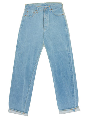 Vintage 1998 LEVI'S 501XX Valencia St. Light Blue Cotton Jeans Made in USA LVC `NOS