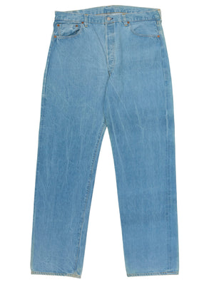 Vintage 1998 LEVI'S 501 XX Valencia St. Light Blue Cotton Jeans Made in USA LVC NOS