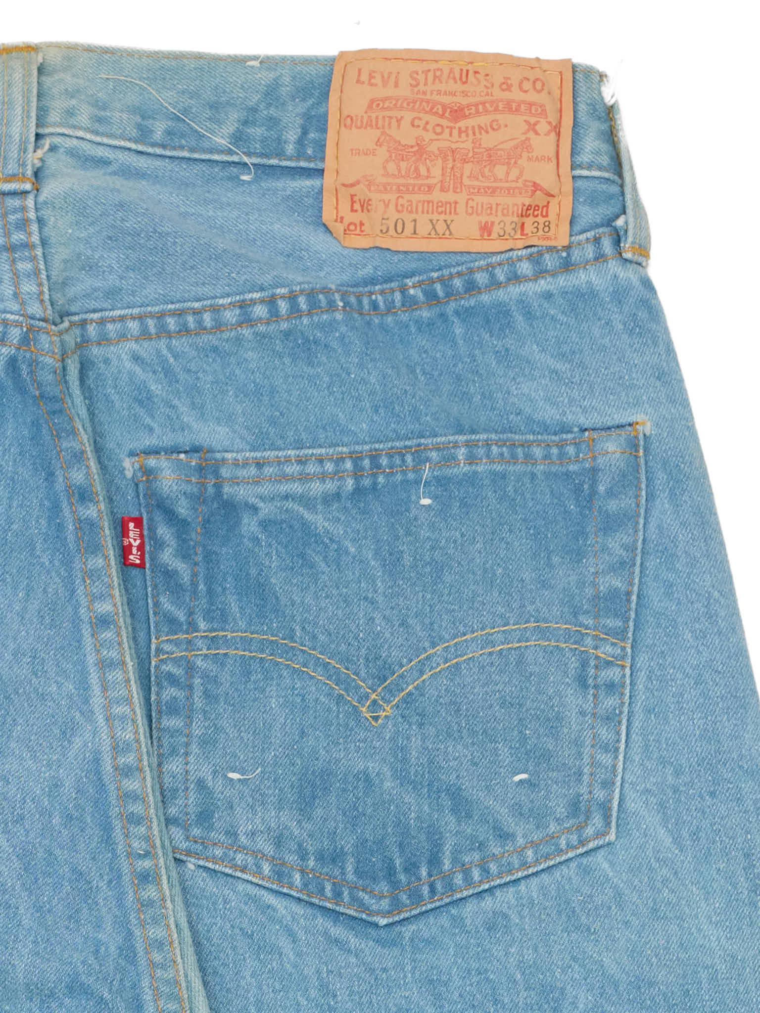 Vintage 1998 LEVI'S 501 Valencia St. Light Blue Cotton Jeans Made in USA LVC NOS