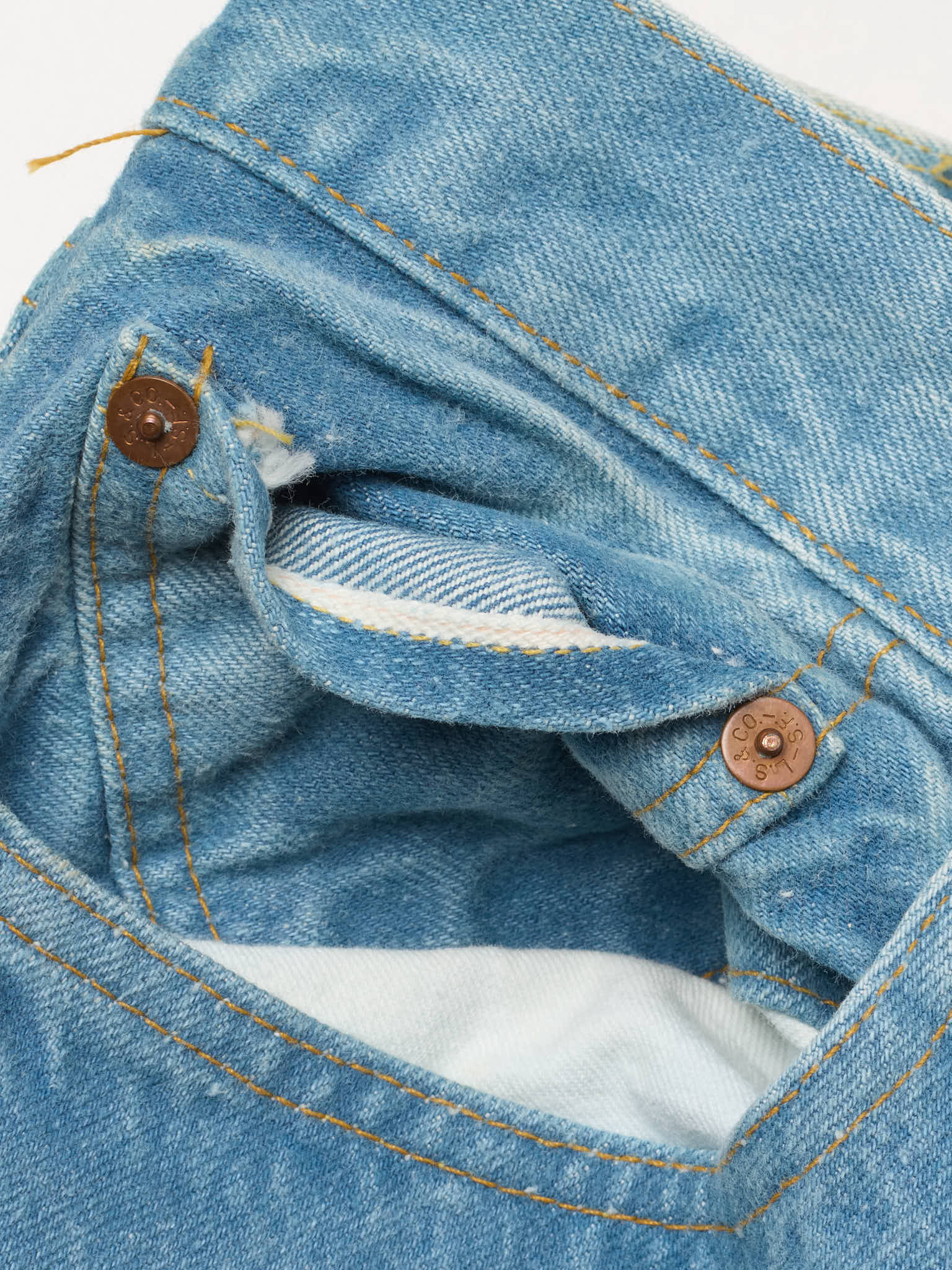 Vintage 1998 LEVI'S 501 XX Valencia St. Light Blue Cotton Jeans Made in USA LVC NOS