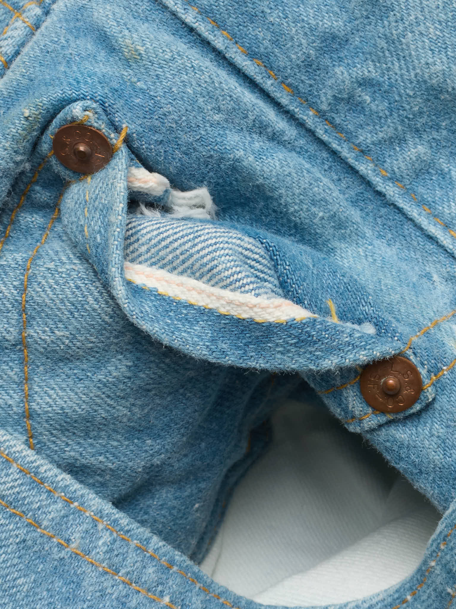 Vintage 1998 LEVI'S 501 Valencia St. Light Blue Cotton Jeans Made in USA LVC NOS