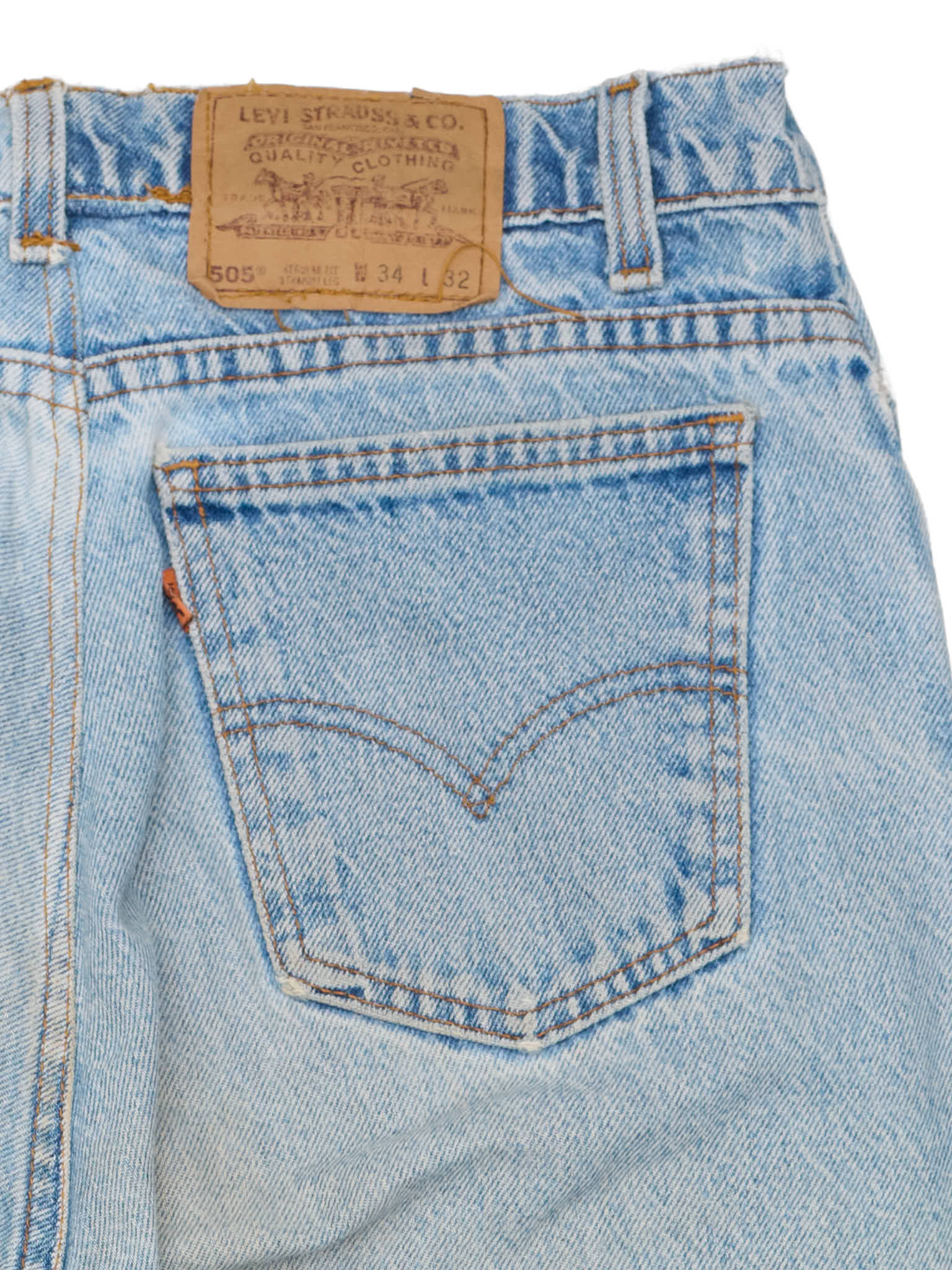 Vintage LEVI'S 505 Orange Tab Faded Blue Cotton Jeans Made in USA