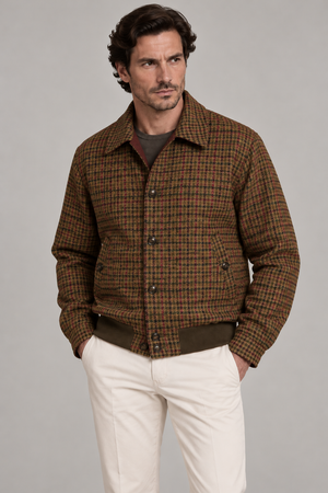 KITON KIRED "Zupo" Brown Plaid Double Face Blouson Jacket