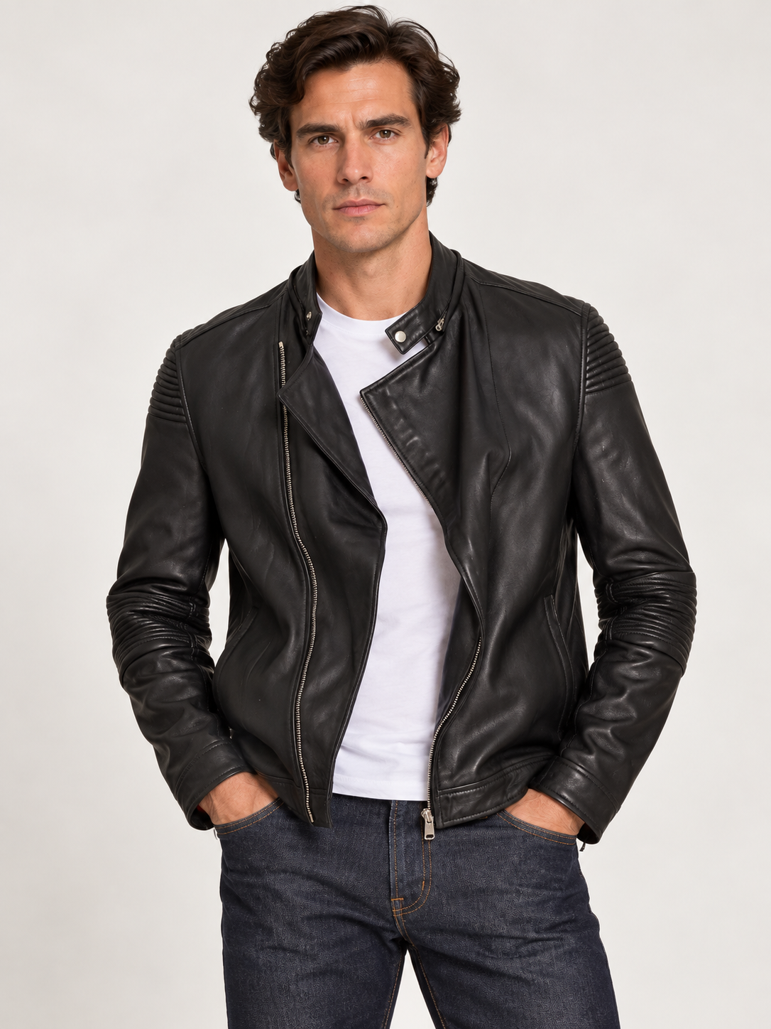 QUAI DE VALMY by SERAPHIN Black Lambskin Leather Motorcycle Jacket