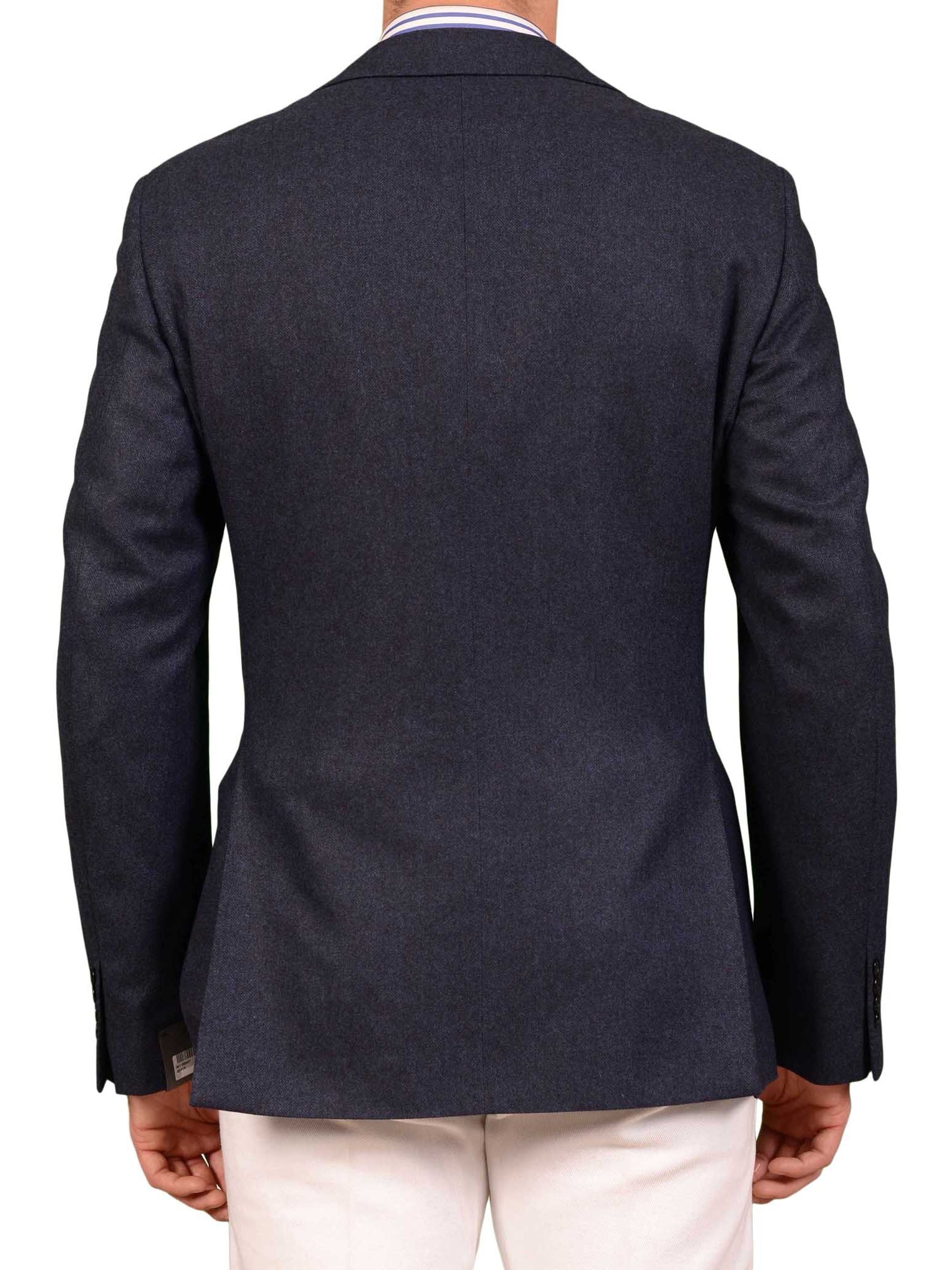 BELVEST Handmade Blue Herringbone Wool Blend Flannel Jacket EU 50 NEW US 40