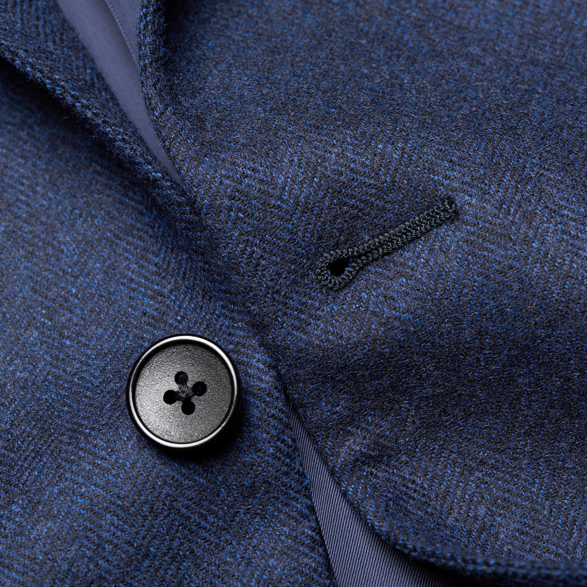 BELVEST Handmade Blue Herringbone Wool Blend Flannel Jacket EU 50 NEW US 40