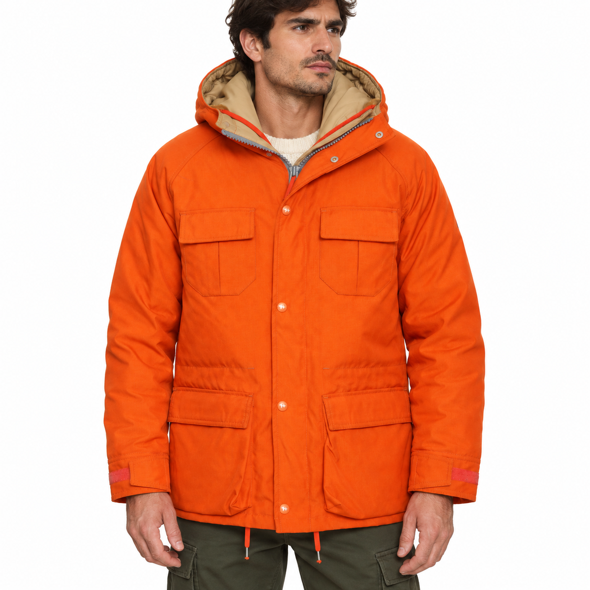 Rare HOLUBAR "Deer Hunter" Orange Cordura Down Filled Parka Jacket NEW