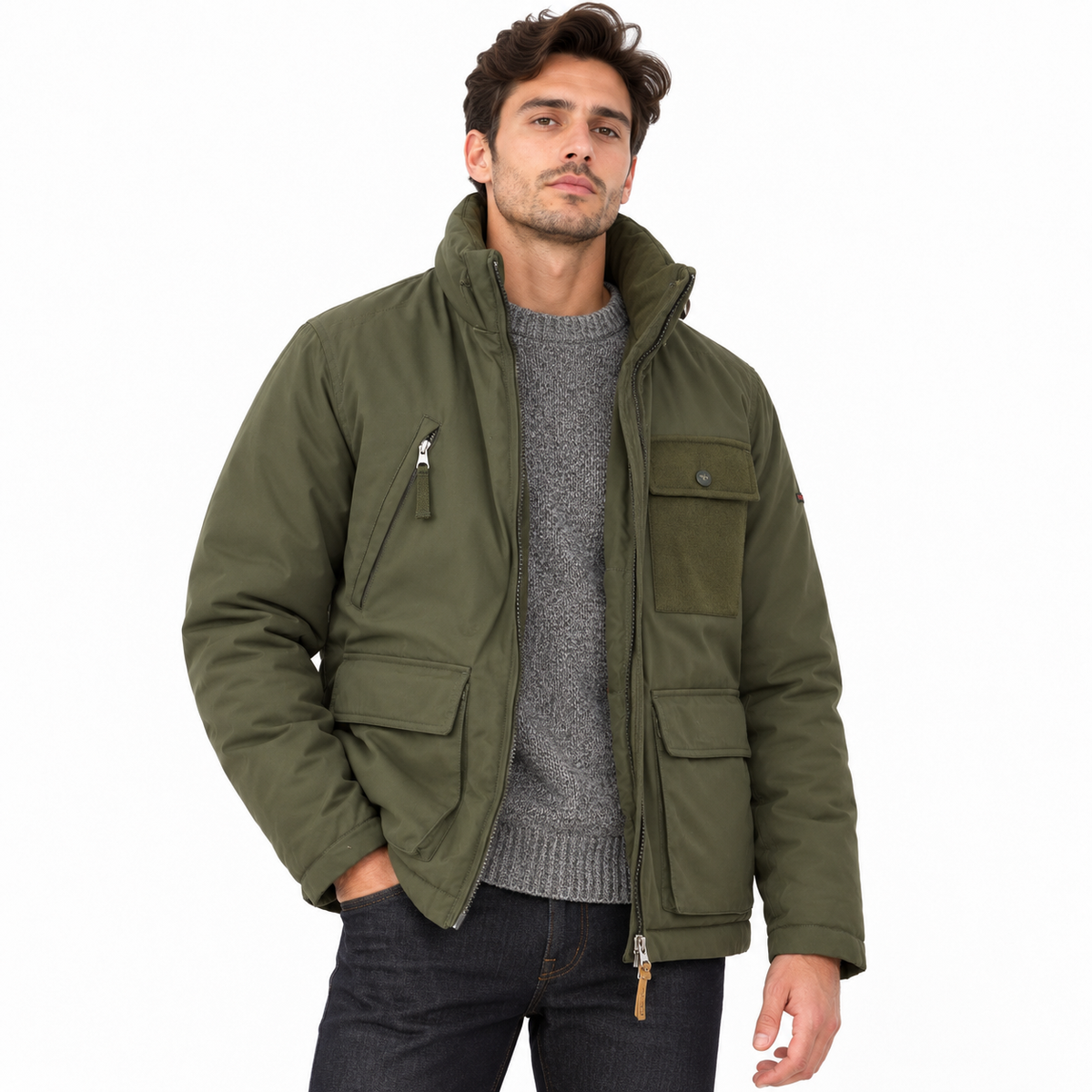 HOLUBAR "New Short Hunter" Green Down Jacket Parka