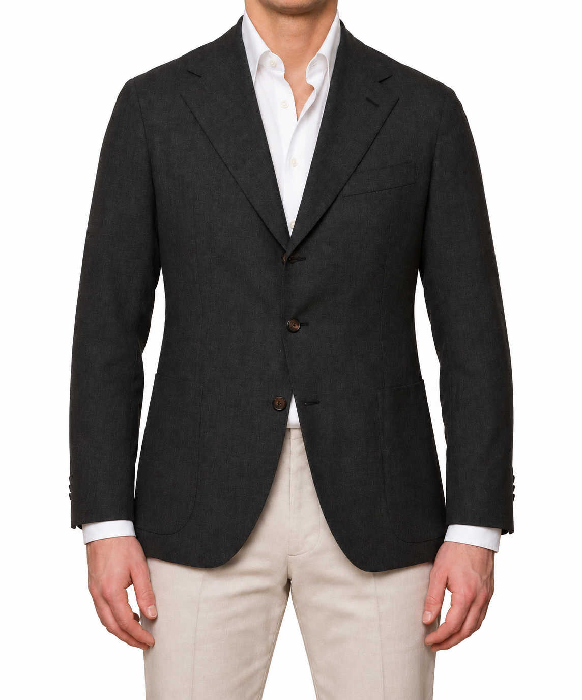 SARTORIA SOLITO Napoli Gray Wool Bespoke Jacket EU 48 US 38