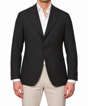 SARTORIA SOLITO Napoli Gray Wool Bespoke Jacket EU 48 US 38