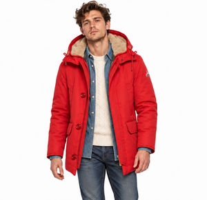 HOLUBAR "Boulder" Red Down-Feather Jacket Hooded Parka NEW