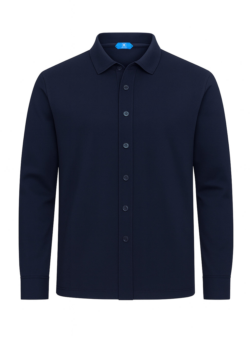 KITON KIRED "Capri" Navy Blue Crepe Cotton Long Sleeve Shirt