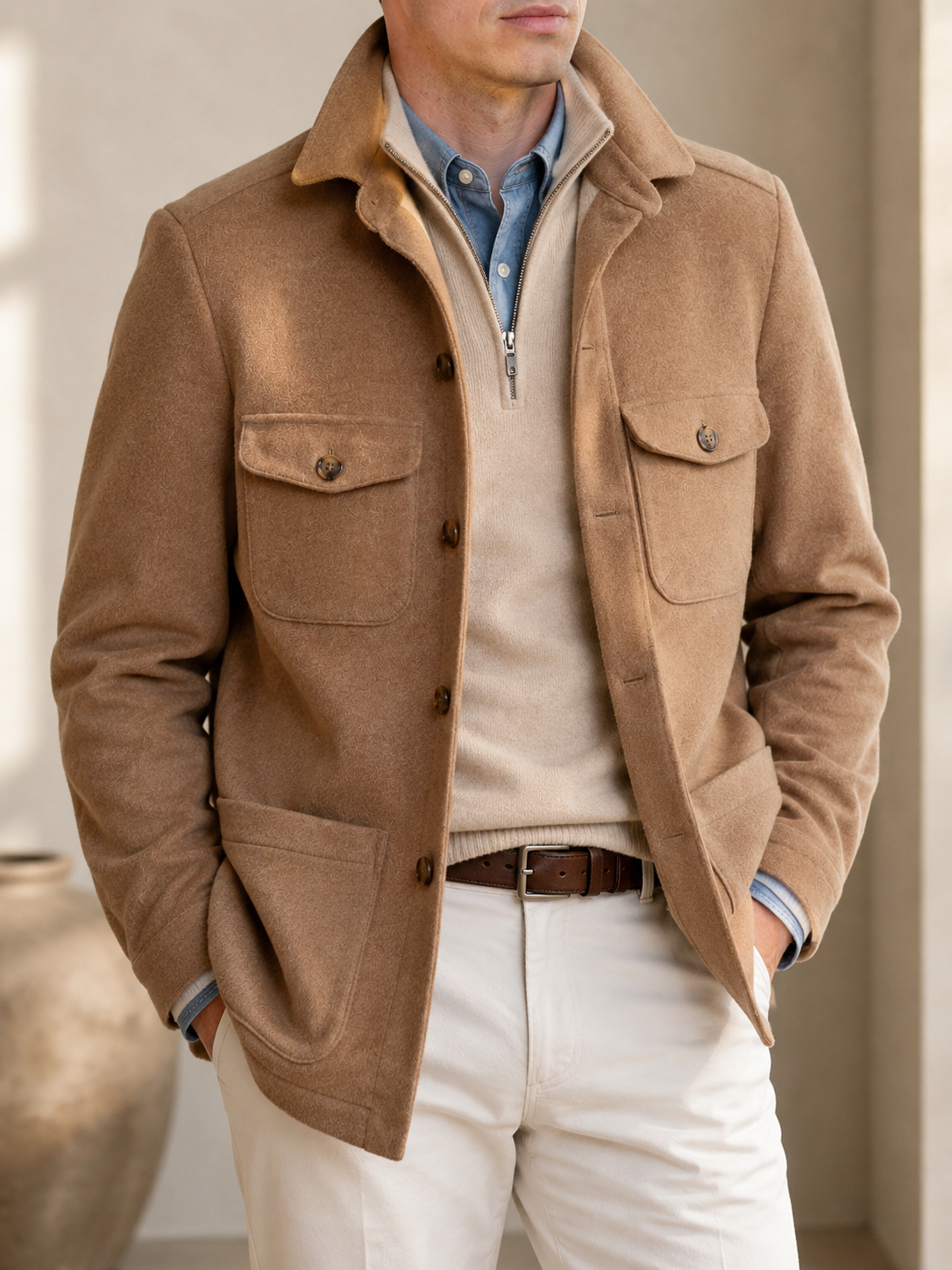 PIETRA SALATA Napoli Camel Tan Safari Travel Jacket NEW