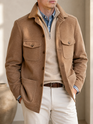 PIETRA SALATA Napoli Camel Tan Safari Travel Jacket NEW