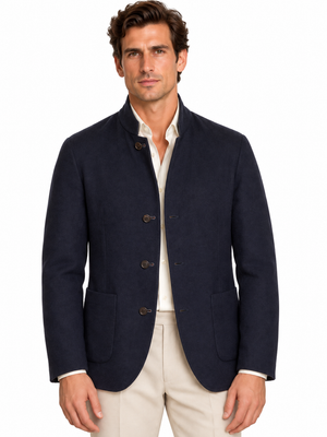 BRUNELLO CUCINELLI Blue Gray Cashmere-Silk Reversible Double Sided Jacket