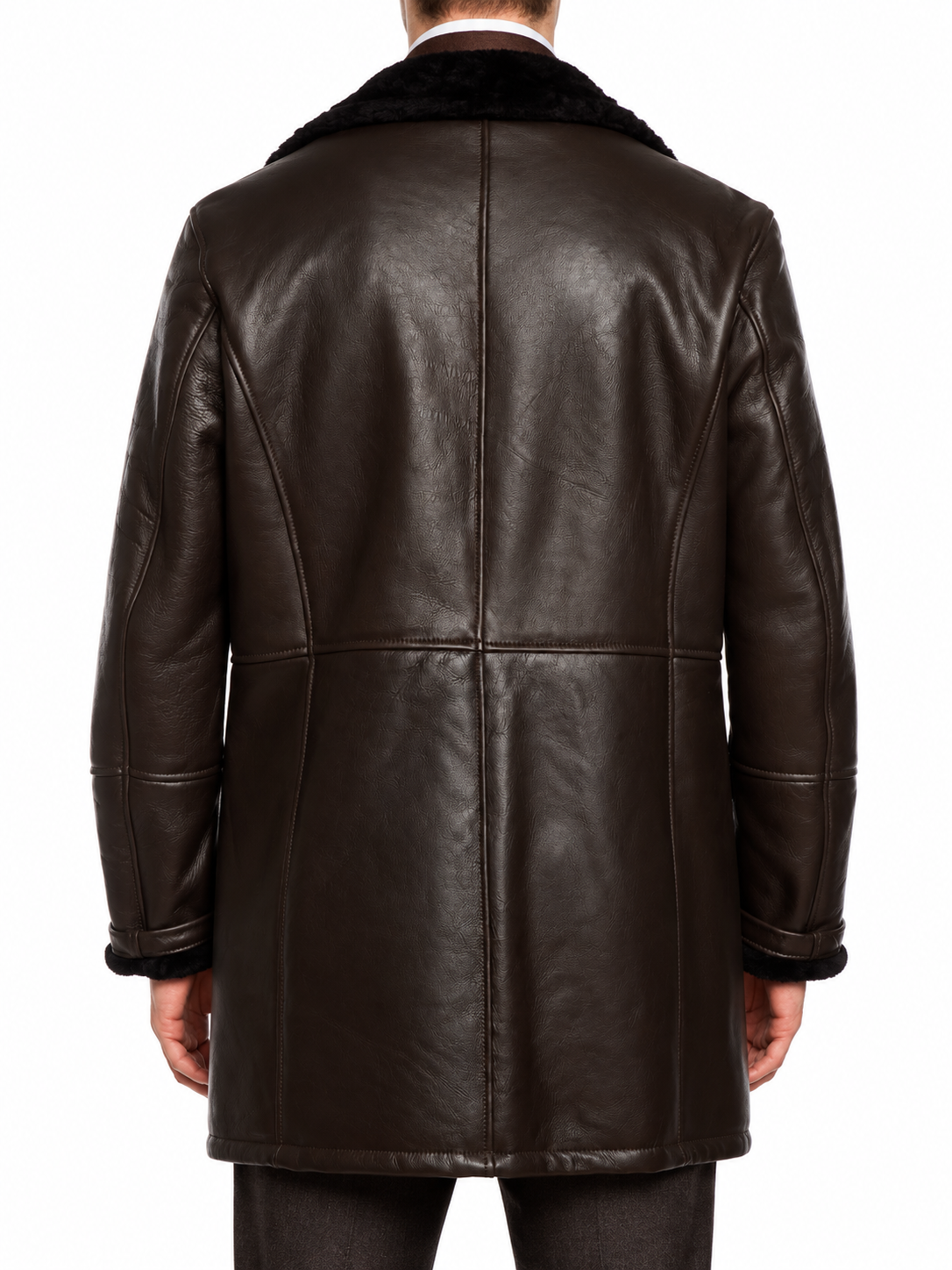 HETTABRETZ Brown Nappa Leather Shearling Mouton Coat