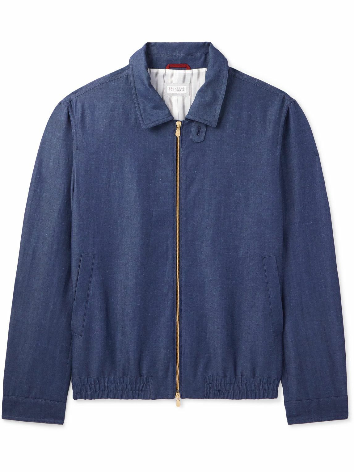 BRUNELLO CUCINELLI Wool-Linen Harrington Denim Jacket Blouson