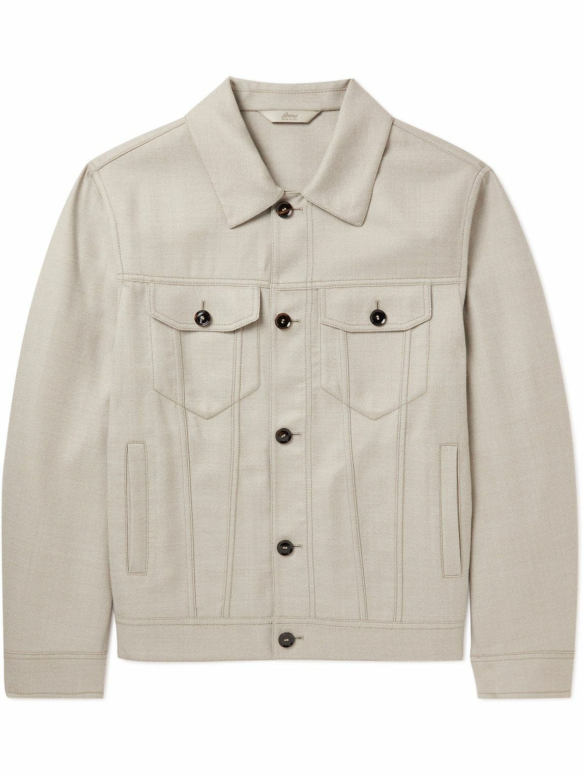BRIONI Gray Virgin Wool Trucker Jacket "Neutrals"