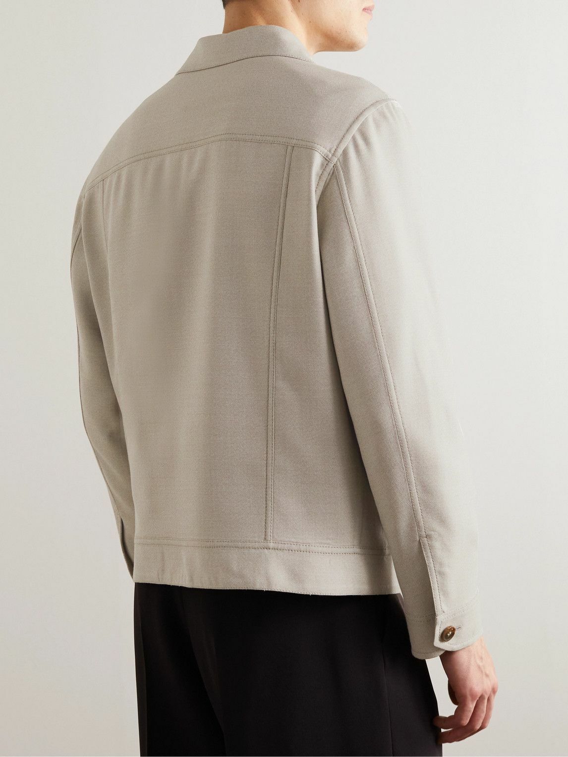 BRIONI Gray Virgin Wool Trucker Jacket "Neutrals"