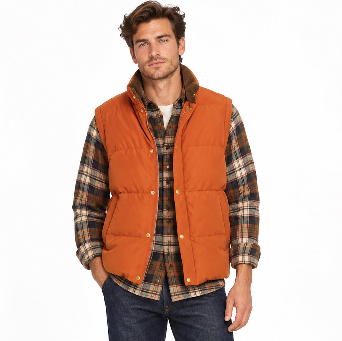 HOLUBAR "Mustang" Dark Orange Down Puffer Jacket Vest NEW Convertible