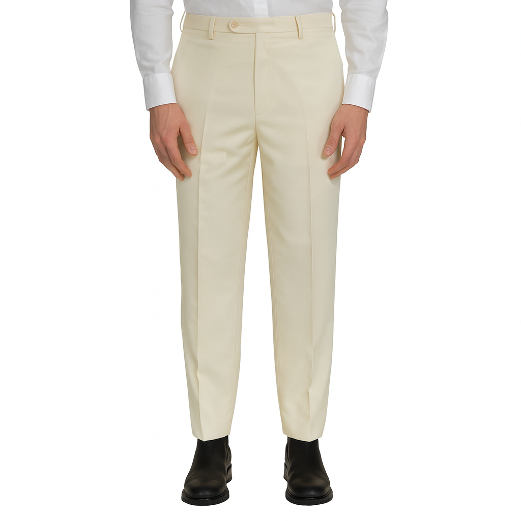 GARY ANDERSON by D'Avenza Handmade Cream Shawl Collar Tuxedo Suit Wool-Silk