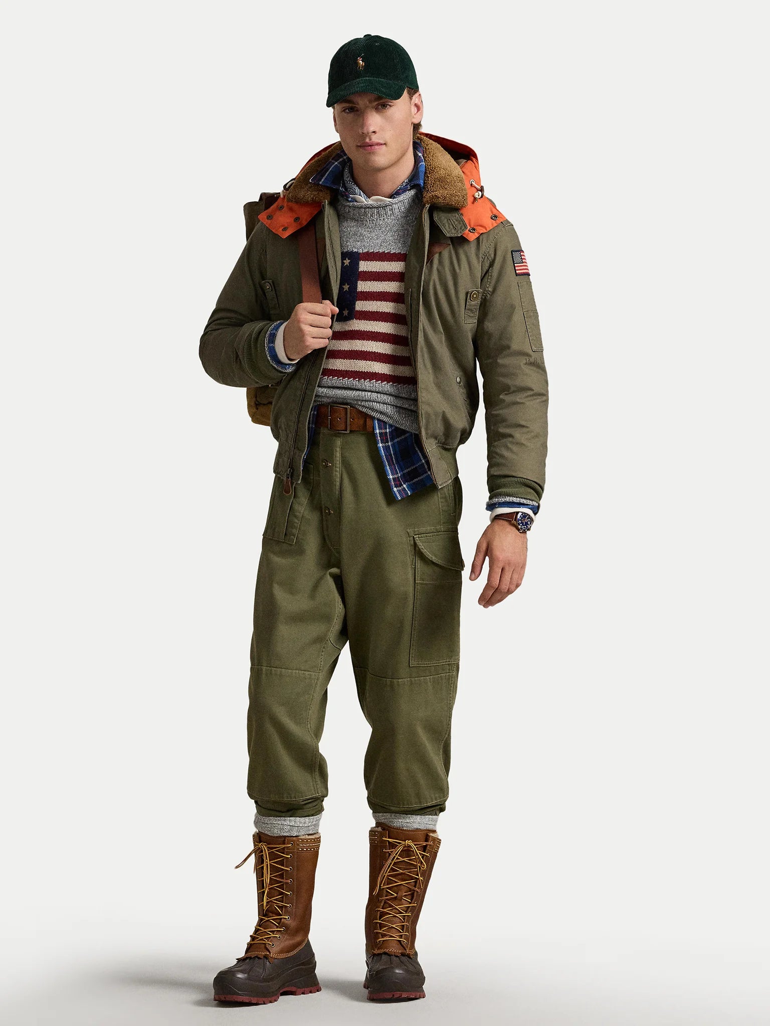 POLO RALPH LAUREN Military Green "B–15" Patch Bomber Jacket
