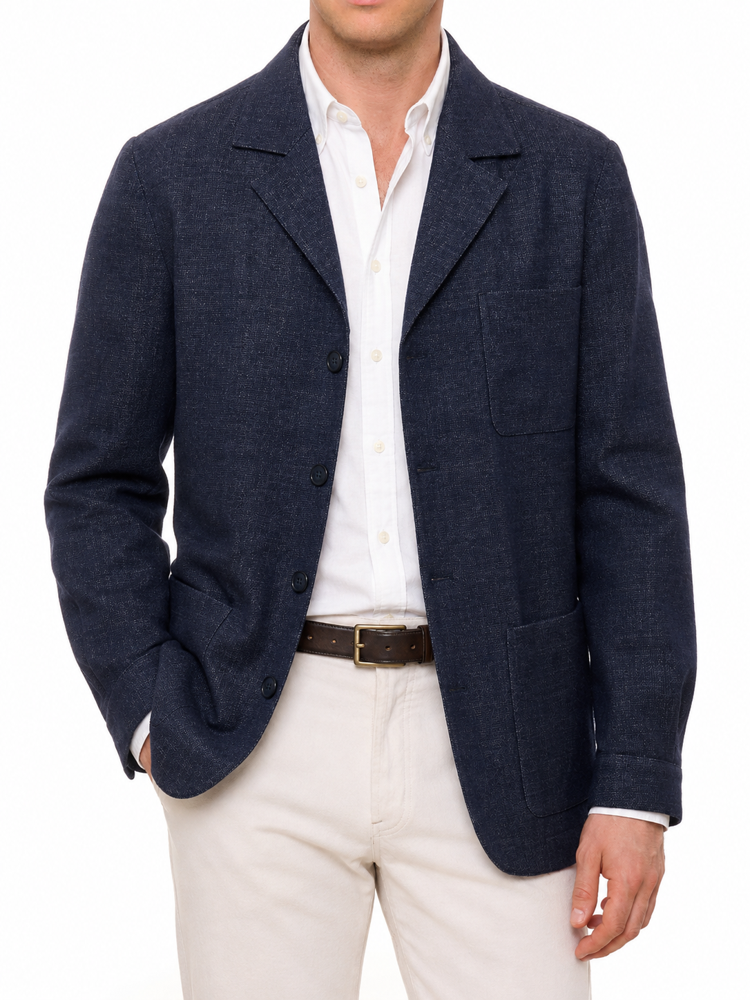 PIETRA SALATA Napoli Denim Blue Wool-Cotton Jacket NEW