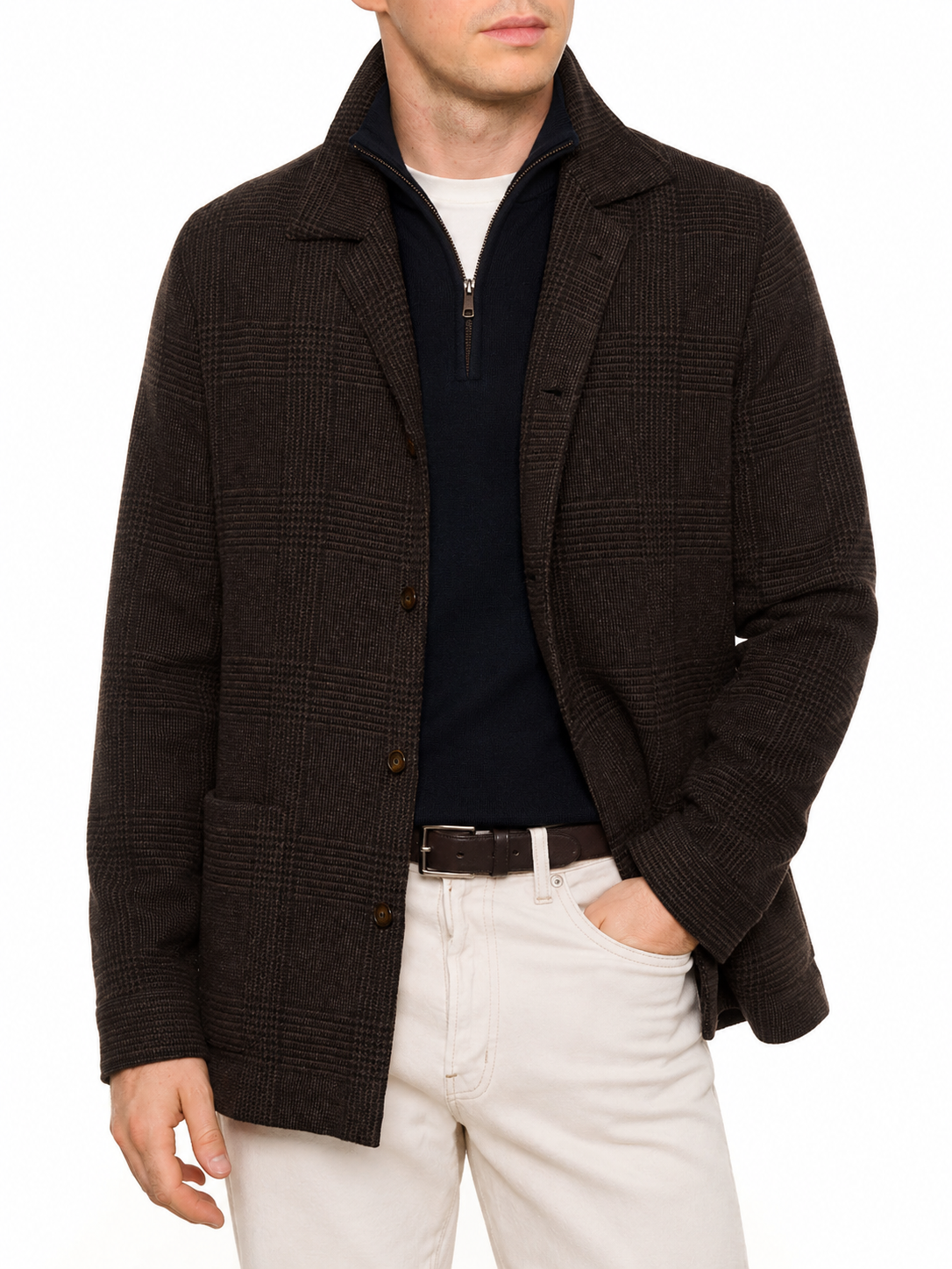 PIETRA SALATA Napoli Brown Plaid Virgin Wool Jacket NEW