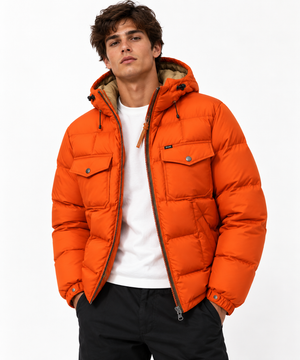 POLO RALPH LAUREN Orange "The Gorham Utility" Down Hooded Jacket Parka
