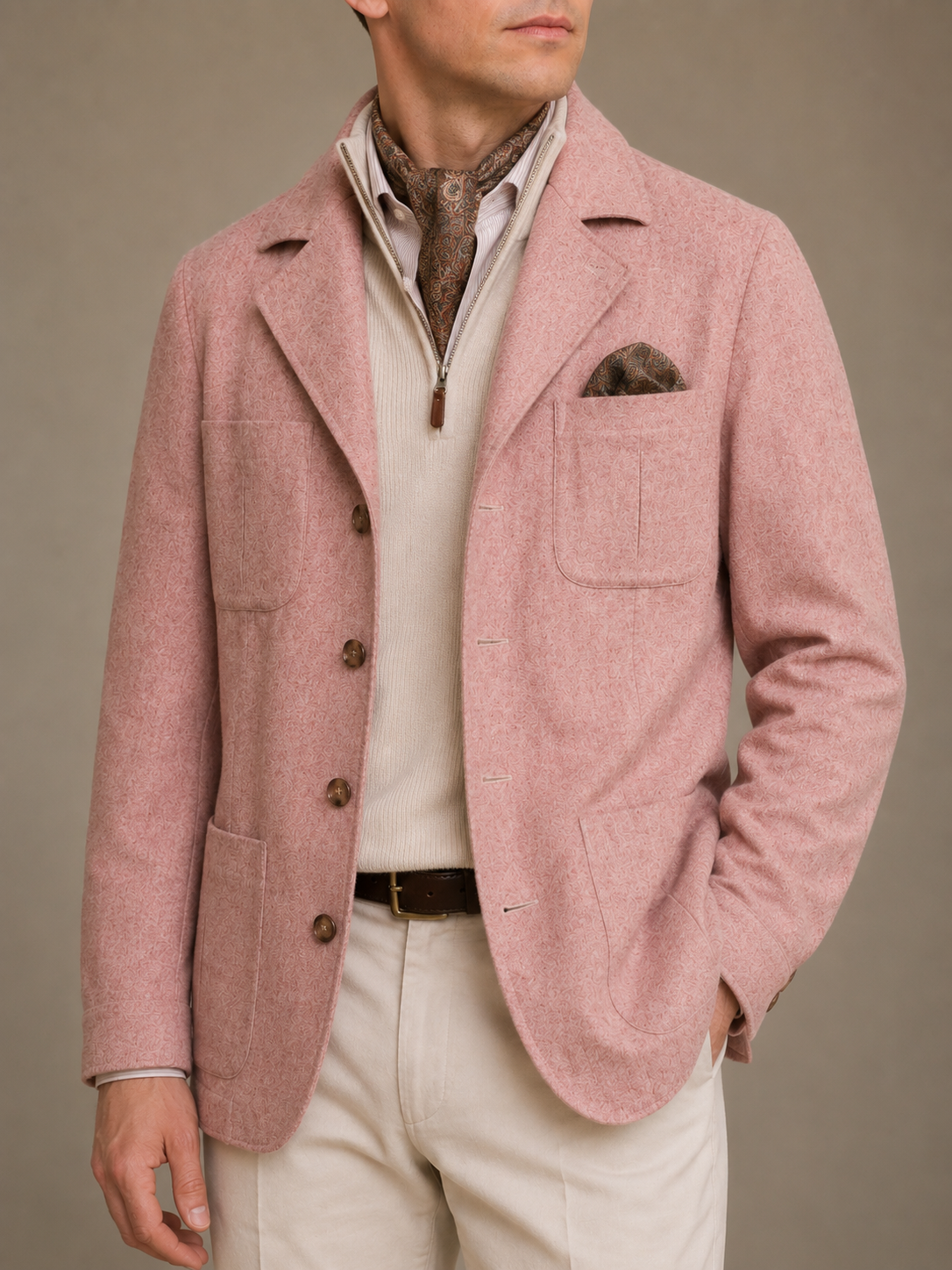PIETRA SALATA Napoli "John" Pink Wool Travel Jacket Car Coat NEW Slim