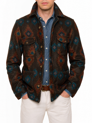 PIETRA SALATA Napoli Southwestern Navajo Geometric Pattern Jacket Overshirt