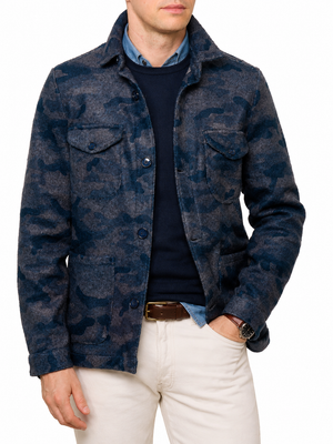 PIETRA SALATA Gray-Blue Camo Pattern Jacket Overshirt NEW